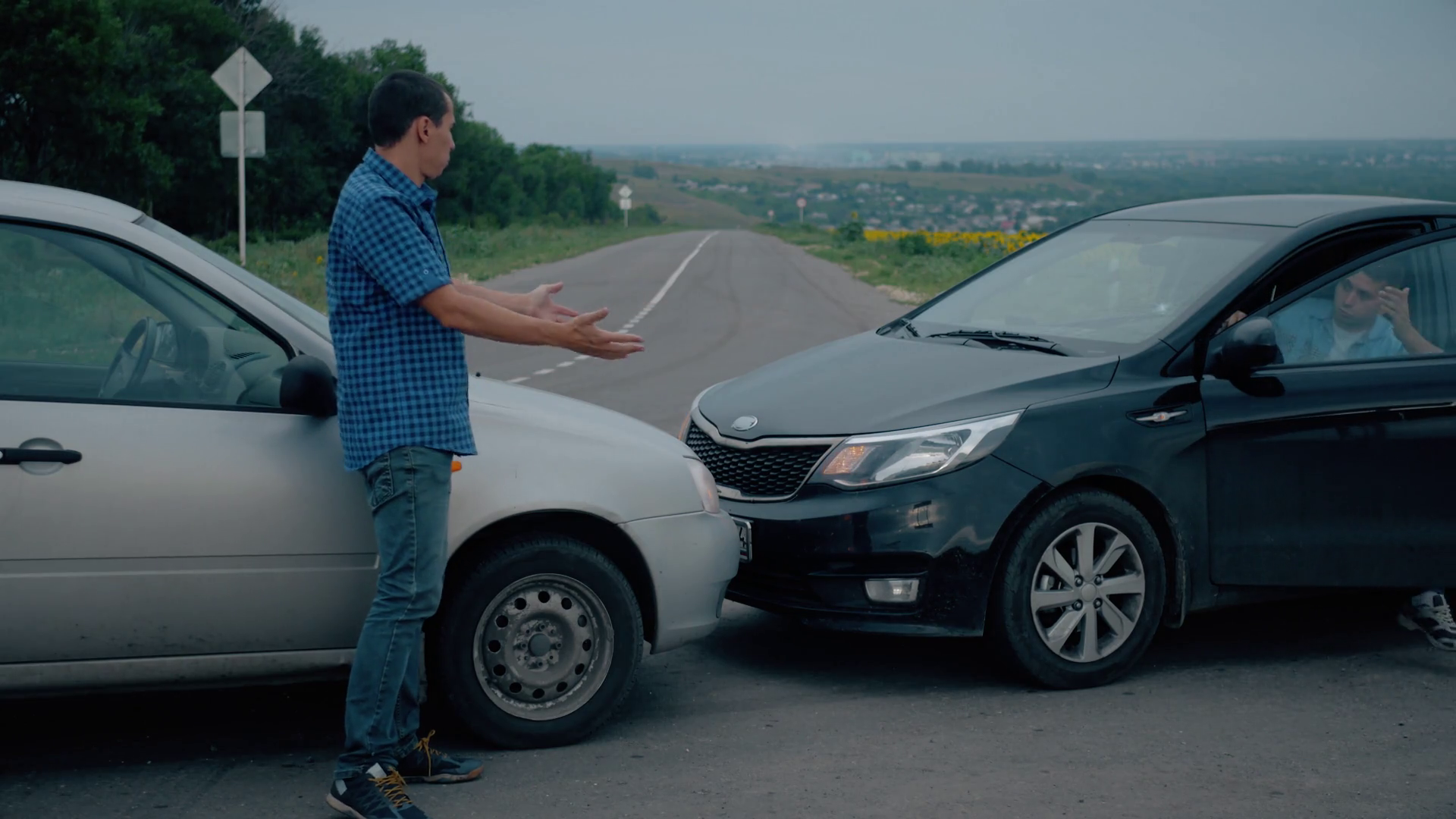 Two Drivers Argue About Blame Accident Side Stock Footage SBV-325764100 ...