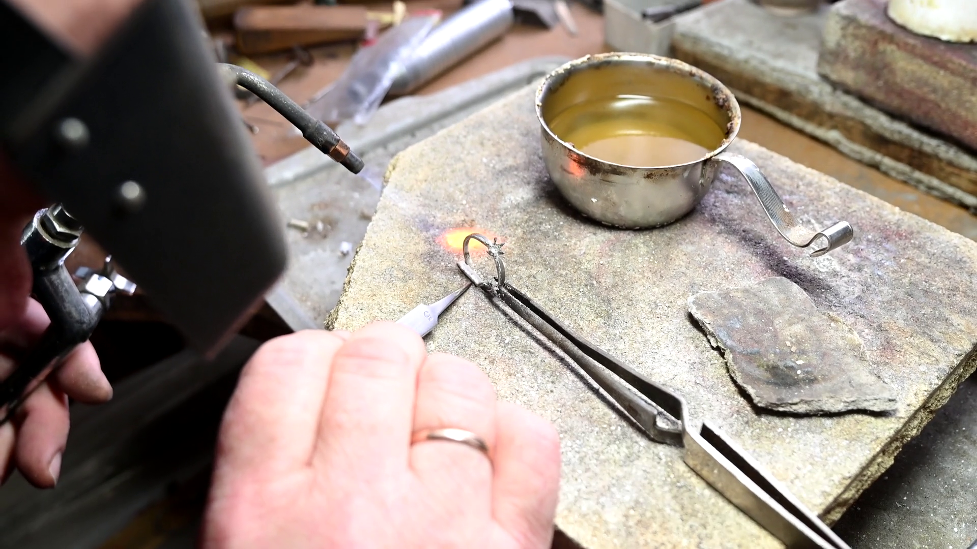 Gold Wedding Ring Craft Goldsmith Isolated Stock Footage SBV-351858101 ...