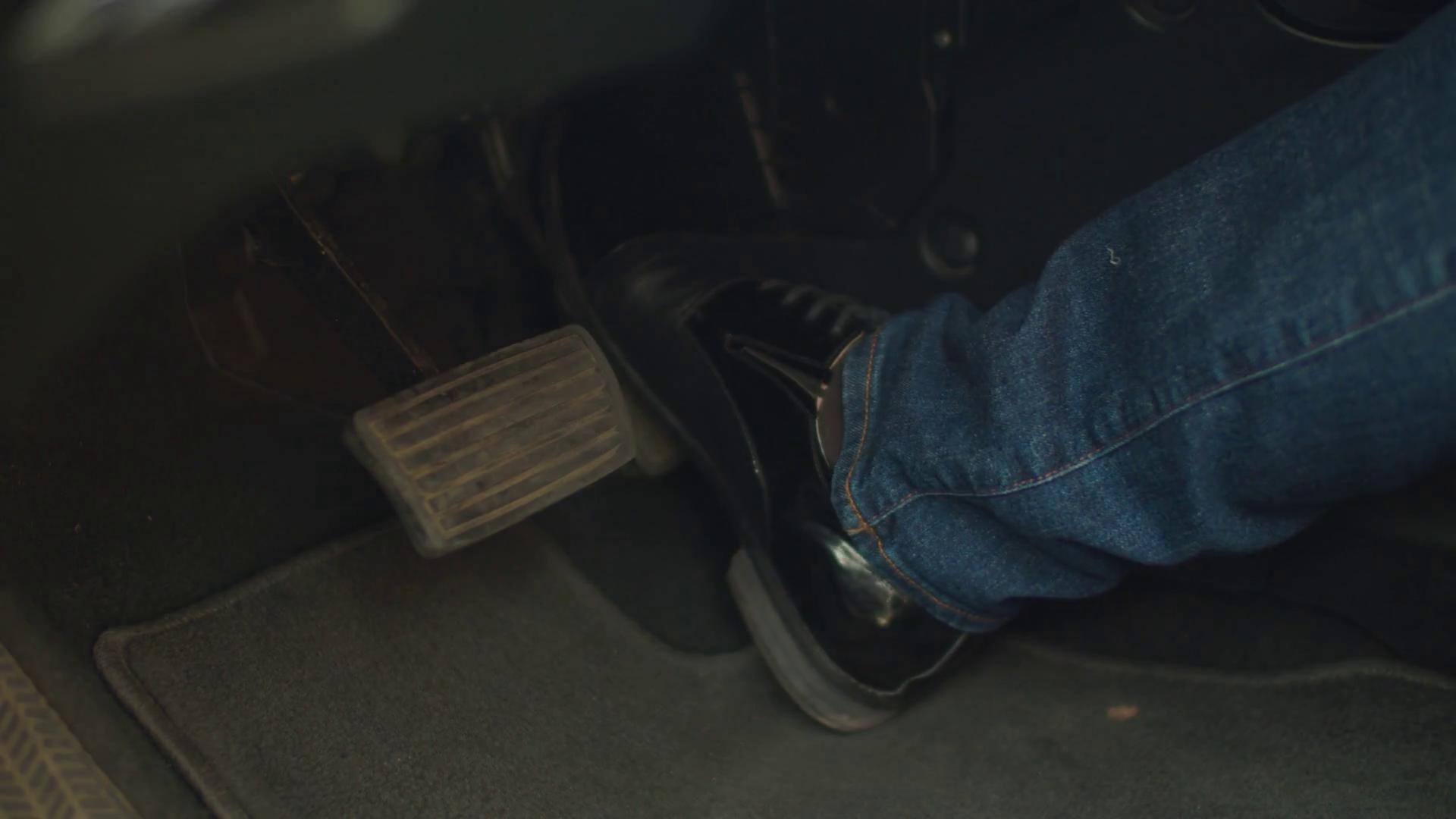 Closeup Of Male Leg In Trendy Black Leather Stock Footage SBV