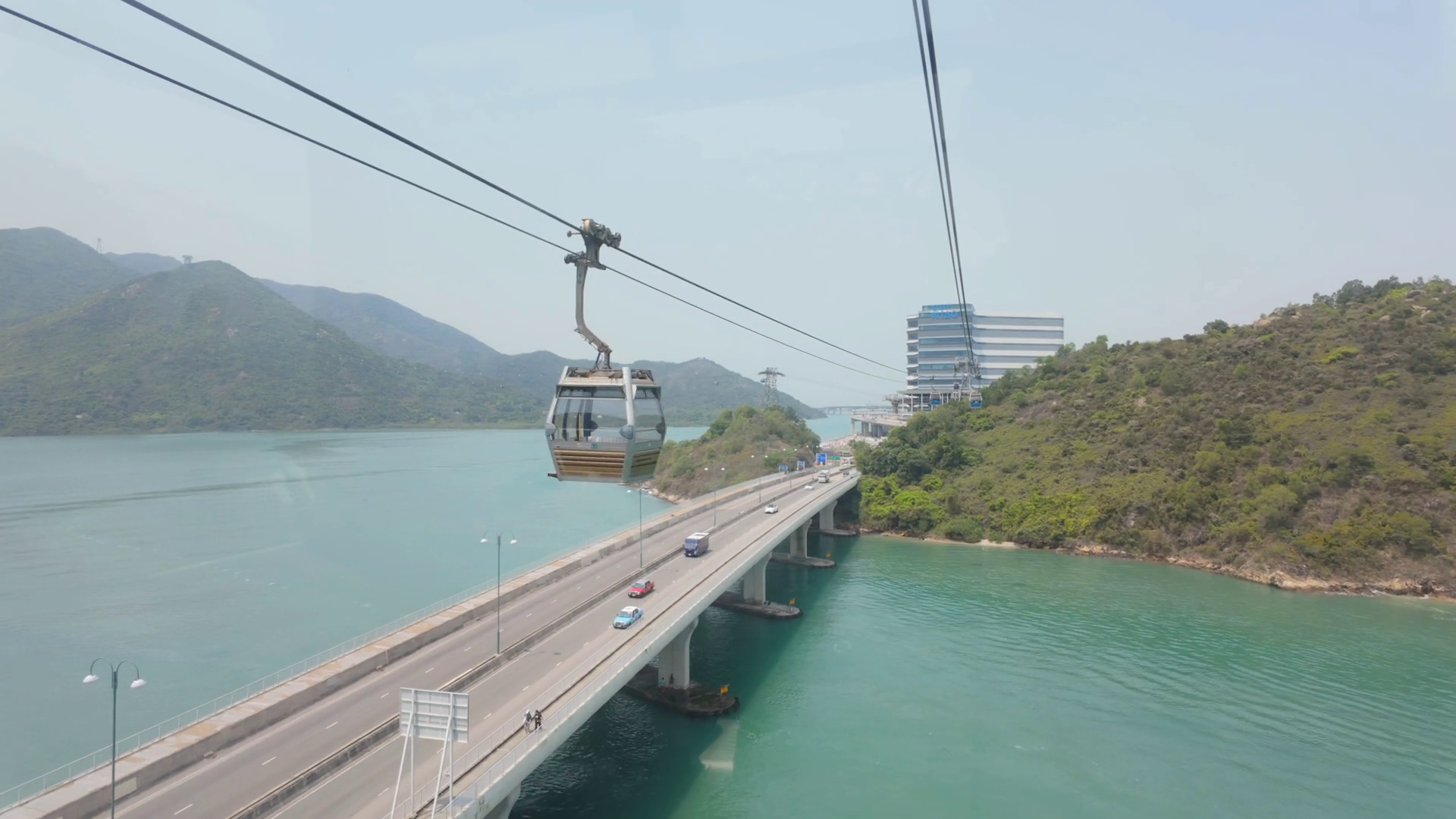 View Looking Out Of Ngong Ping 360 Cable Car Stock Footage SBV ...