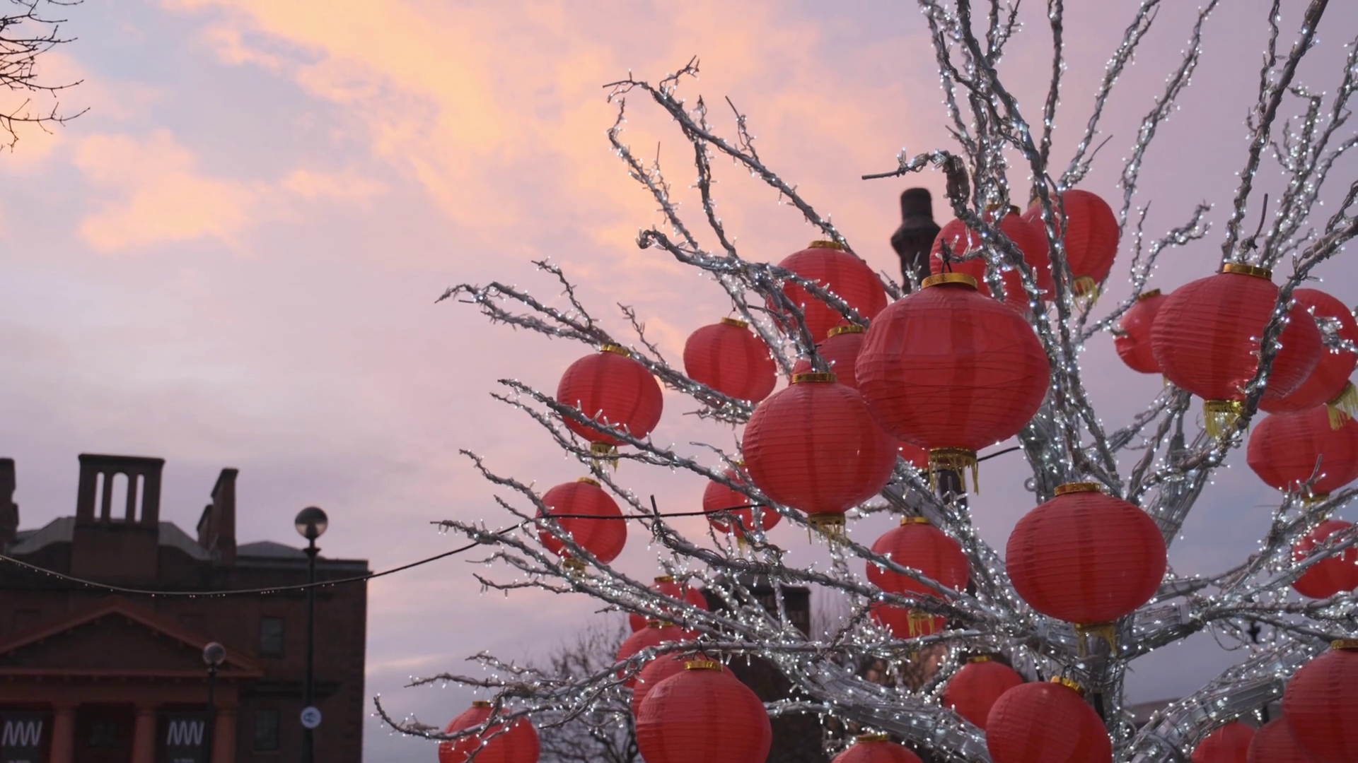 Chinese New Year Lanterns Hanging Around Stock Footage SBV-351894276 ...