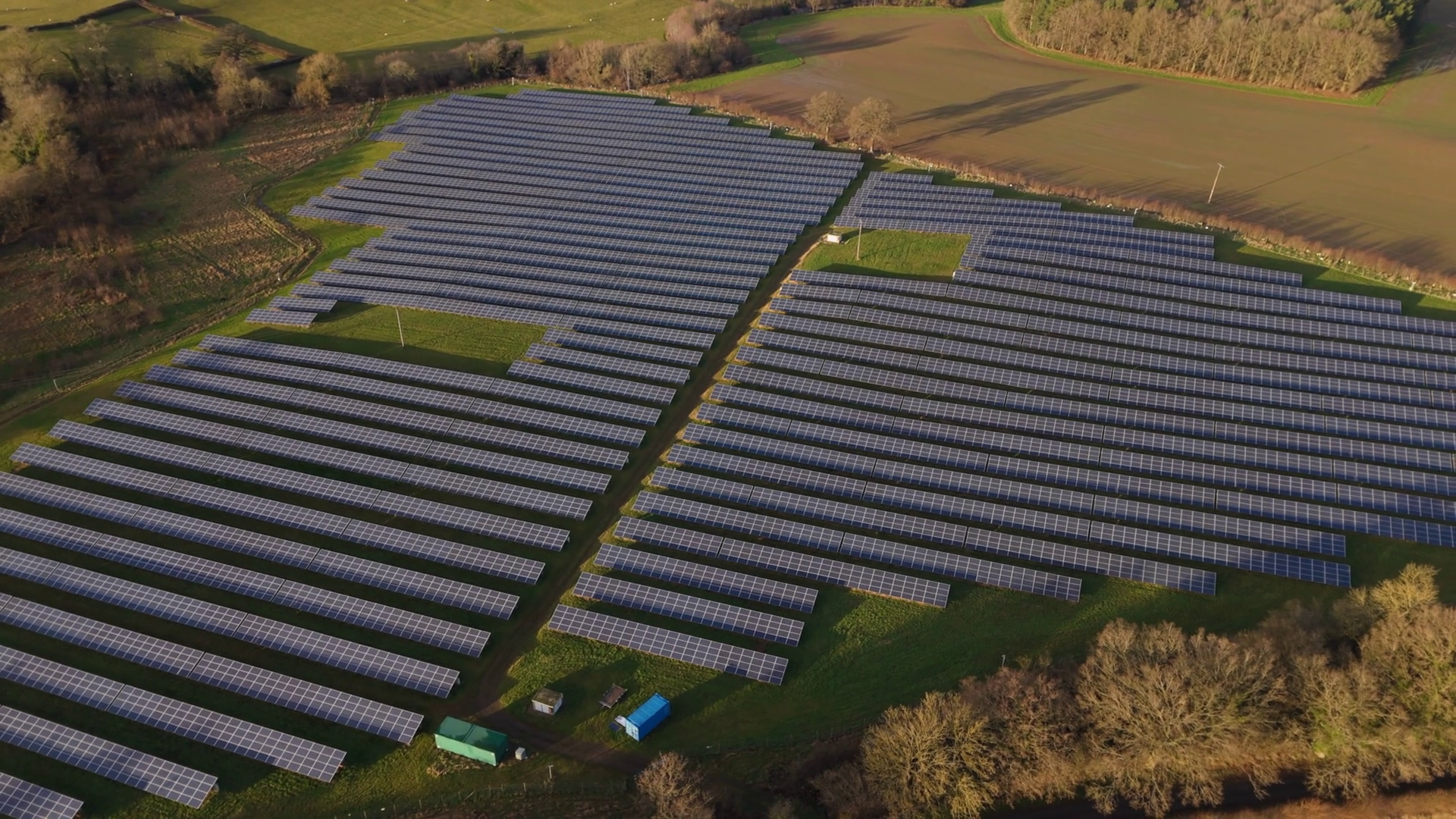 Aerial View Of Solar Farm In English Stock Footage SBV-352098139 ...