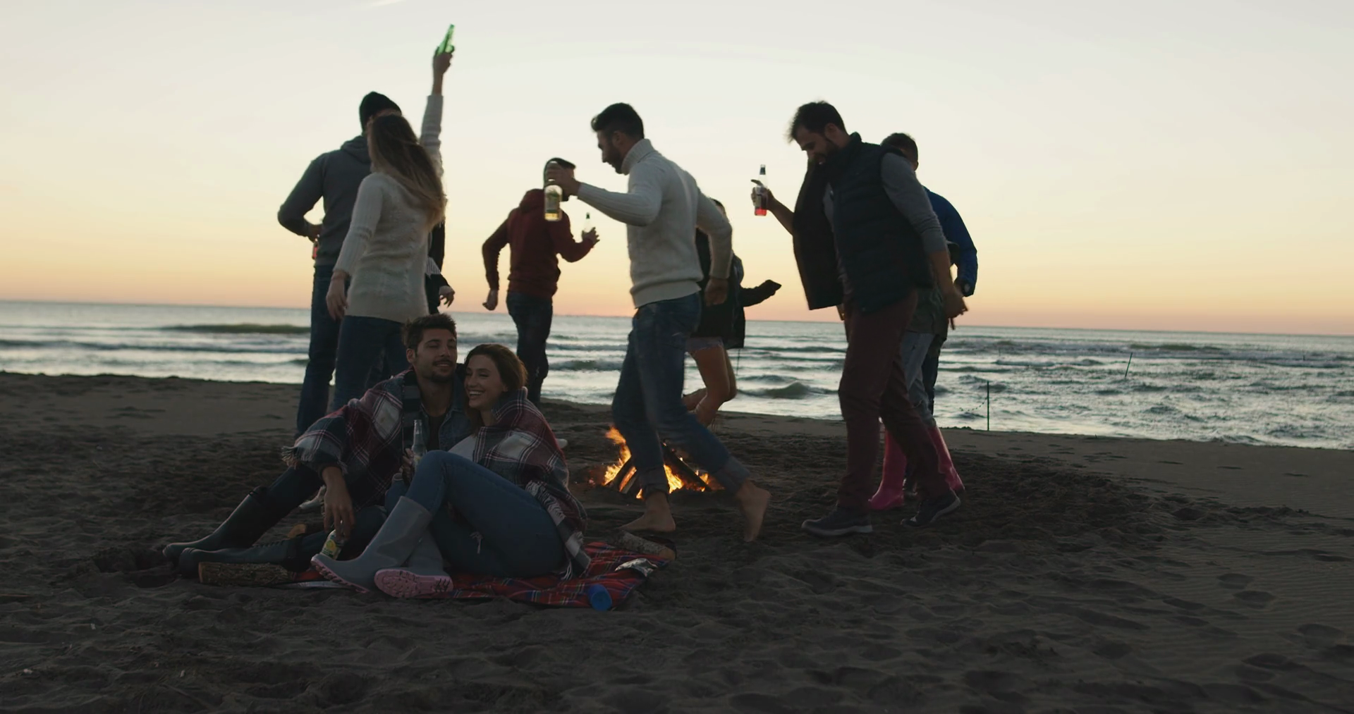 Friends Dancing At Bonfire Beach Party Stock Footage SBV 321183636 