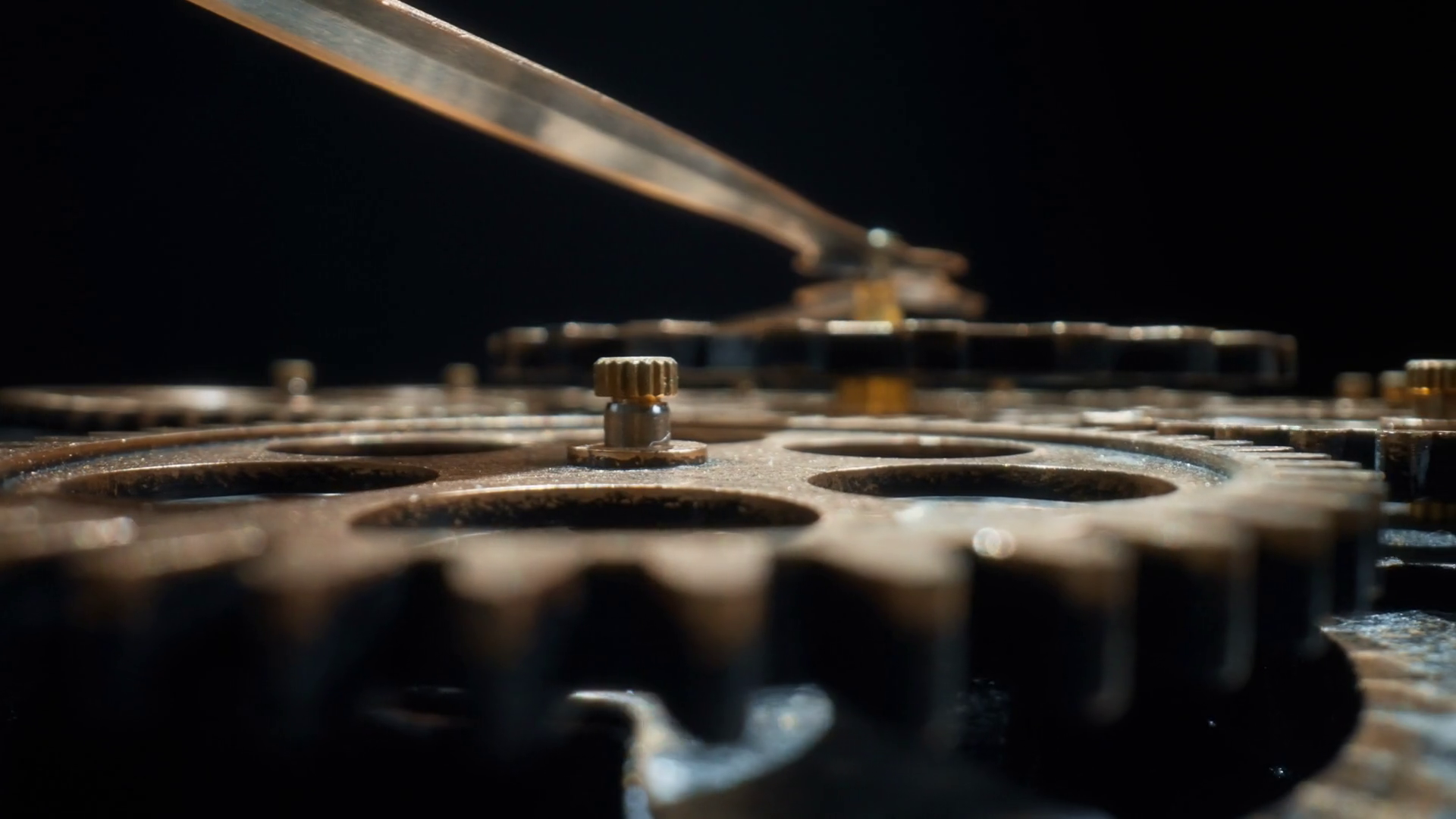 Metal Cogs Of Vintage Clock Rotating In Slow Stock Footage SBV ...