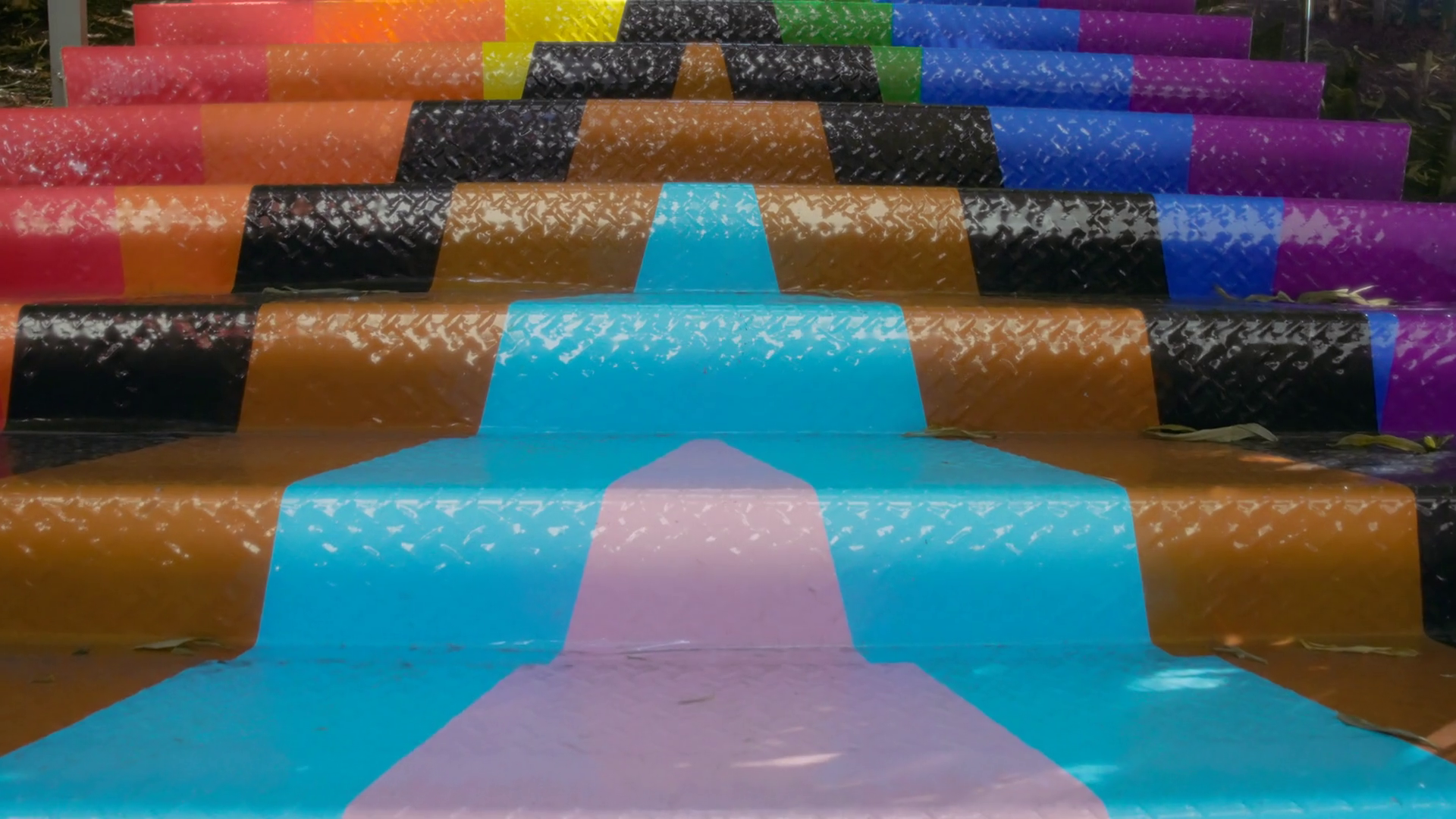 Walking On Pride Flag Painted Stairs Slow Stock Footage SBV-348759060 ...