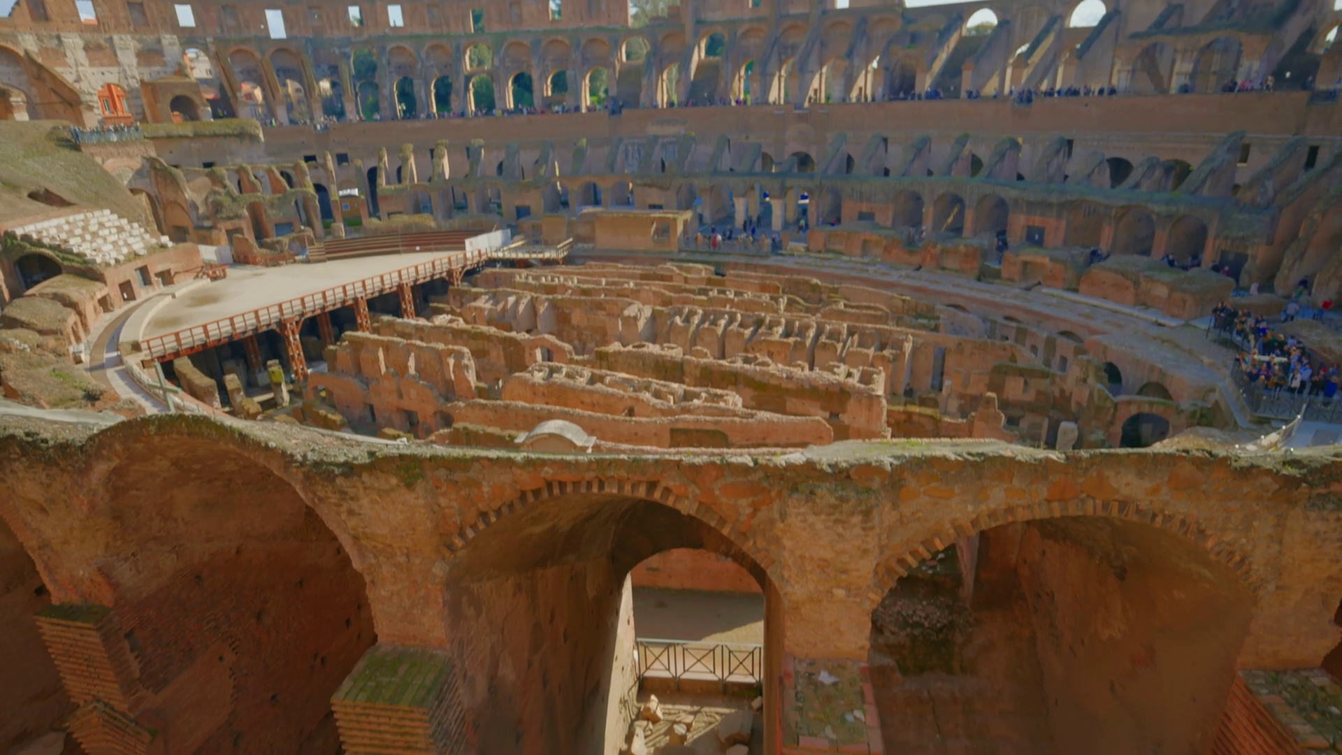 Ruins Of Roman Coliseum From Sand View Of Stock Footage SBV-352107066 ...