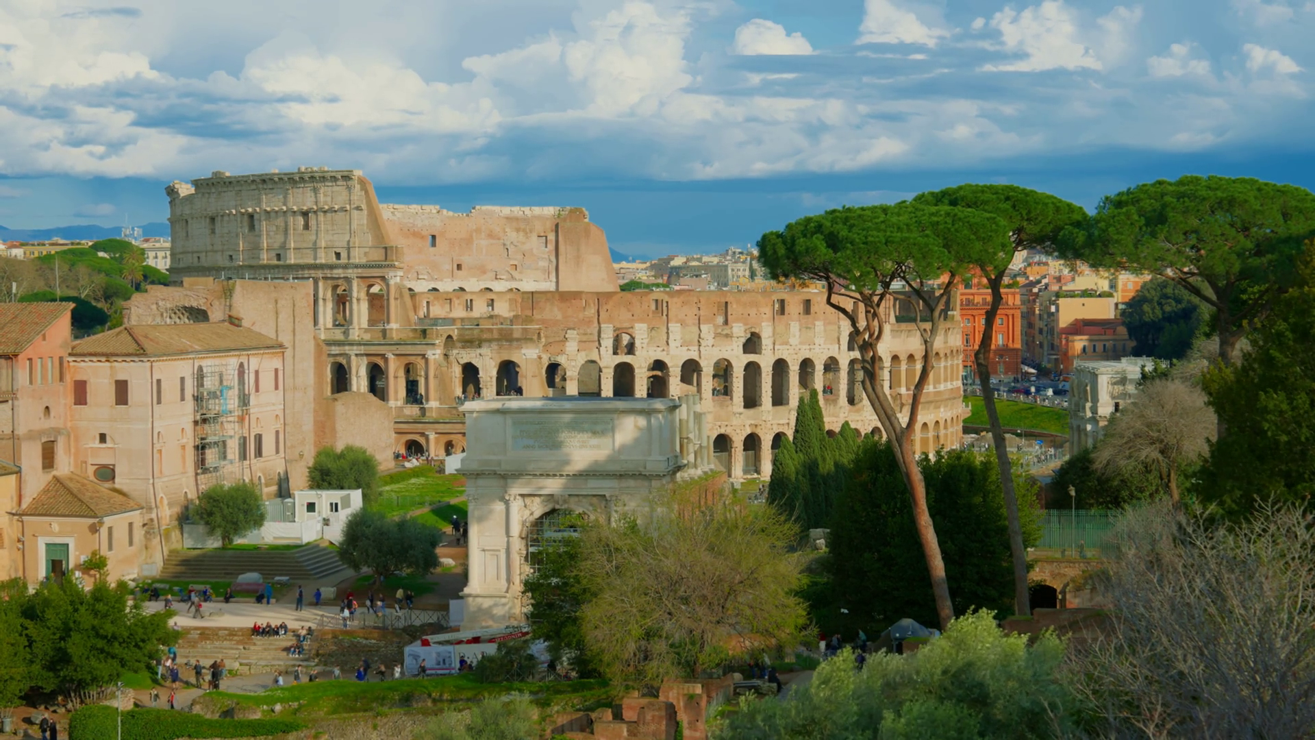 View Of Colosseum From Roman Forum Ancient Stock Footage SBV-352158364 ...
