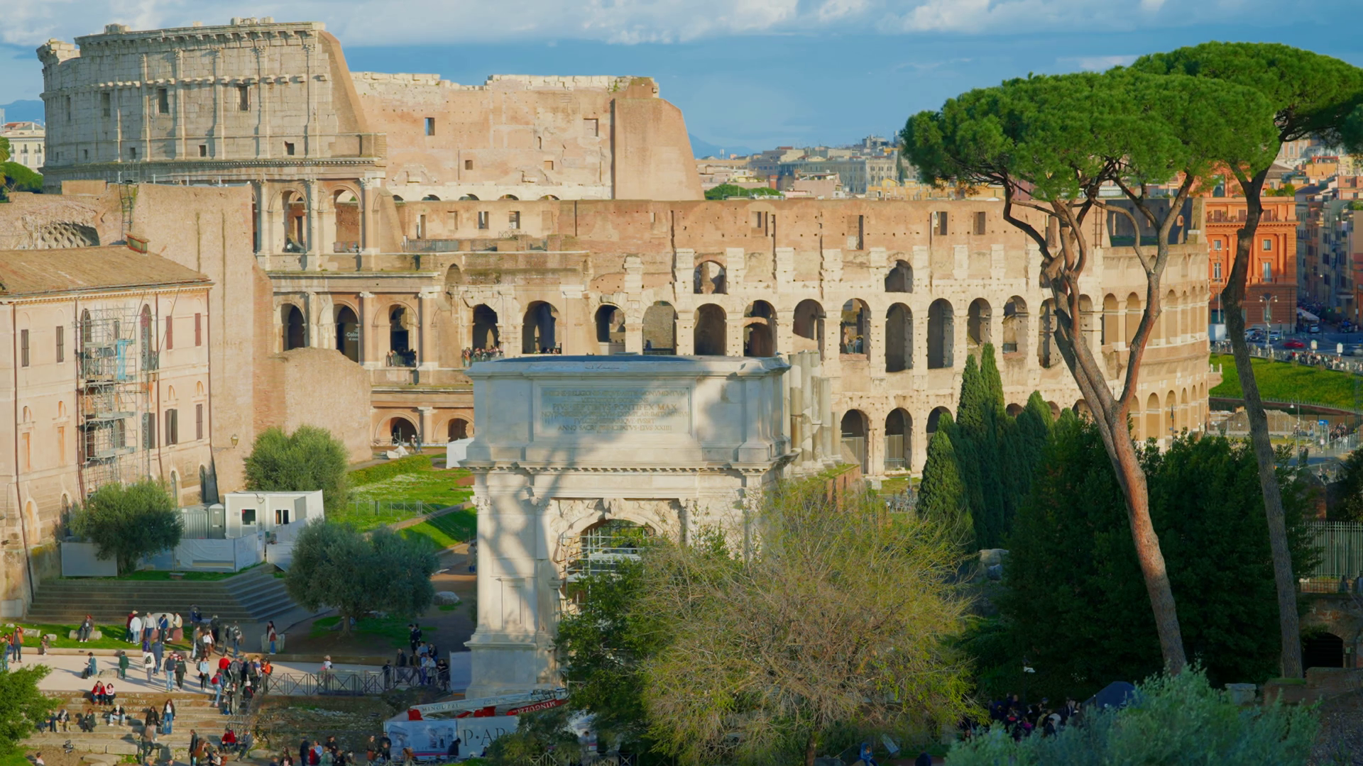 View Of Colosseum From Roman Forum Ancient Stock Footage SBV-352158421 ...