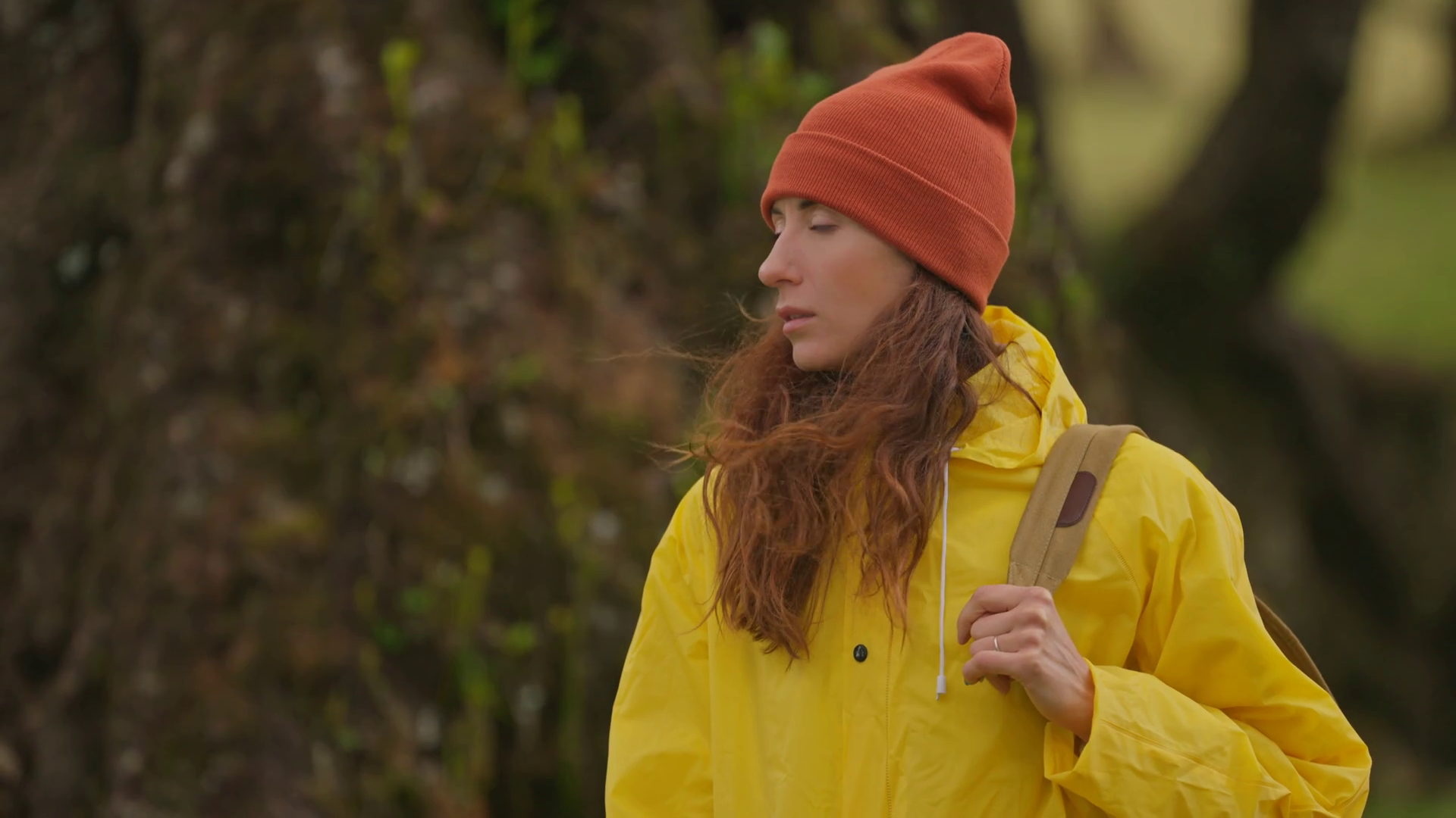 Slow Motion Camera Follows Woman Hiker In Stock Footage SBV348832962