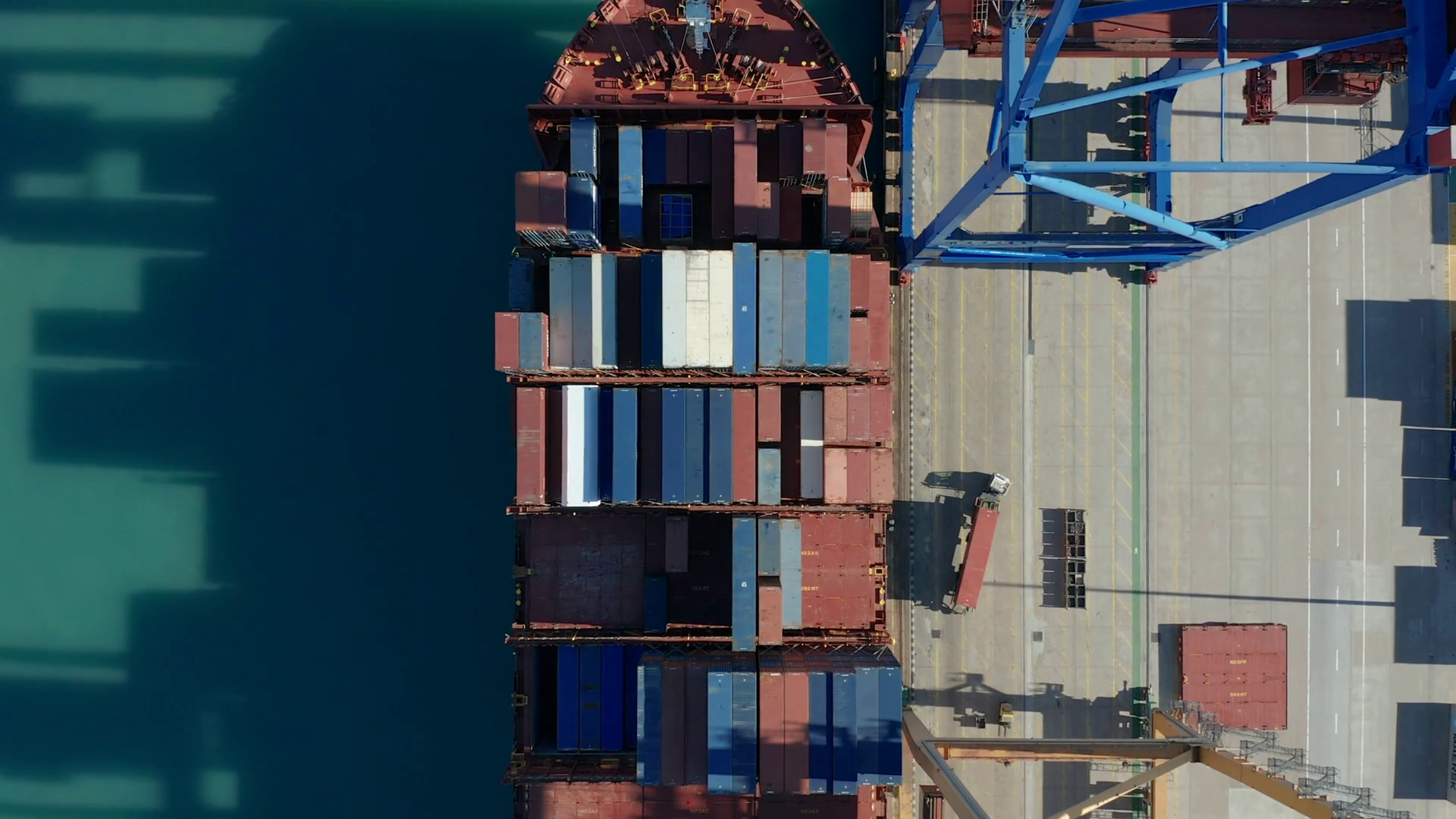 Aerial View Container Ship Loading Unloading Stock Footage SBV ...
