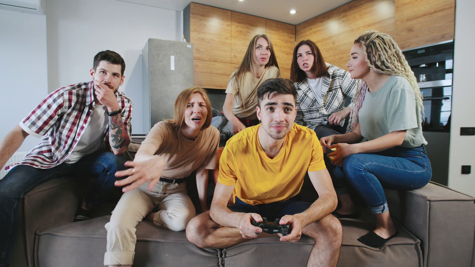 Group Of Friends Enjoying Gaming Night In Stock Footage SBV-351794279 ...