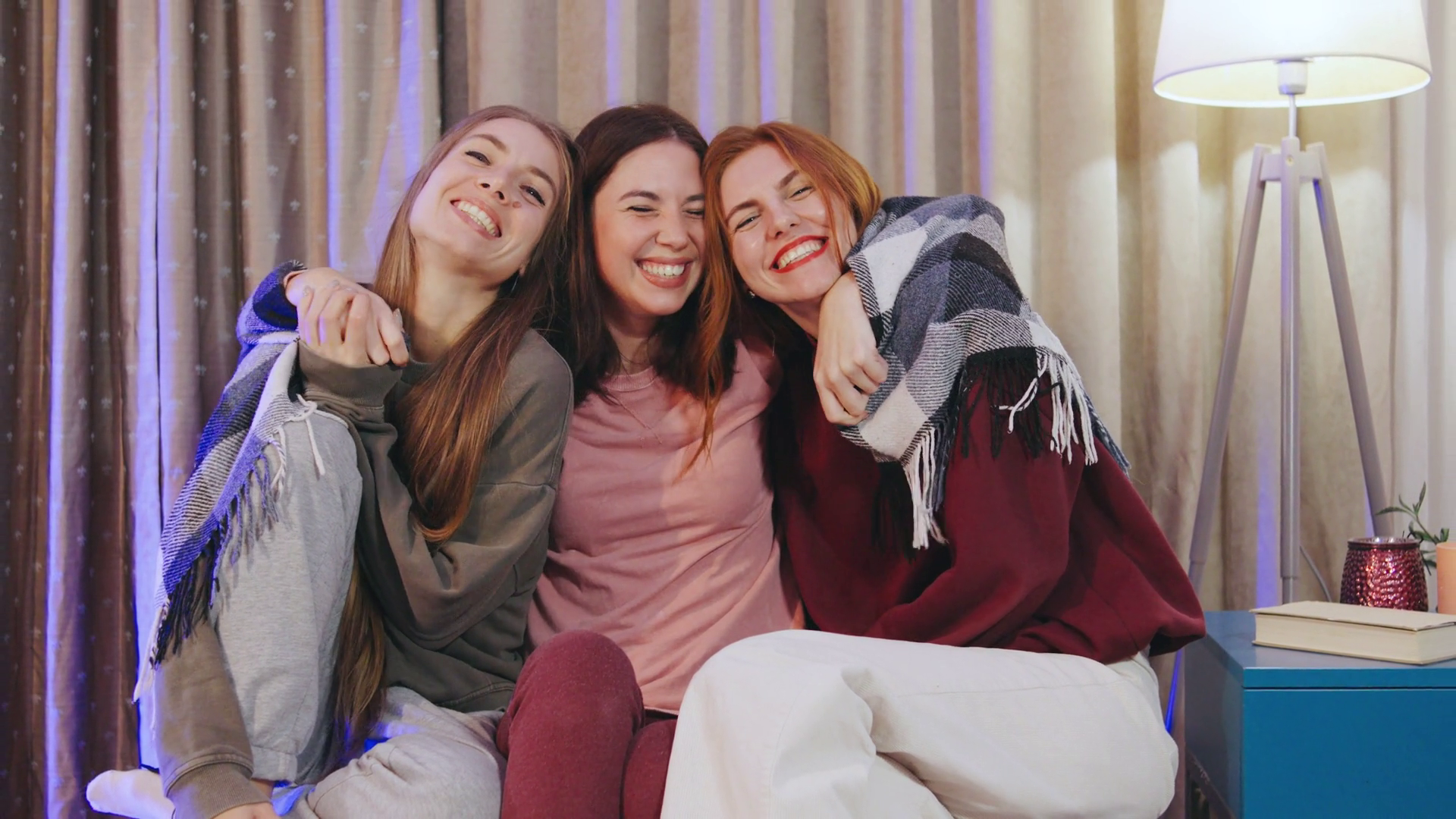 Three Close Friends Are Joyfully Enjoying Stock Footage SBV-351708989 ...