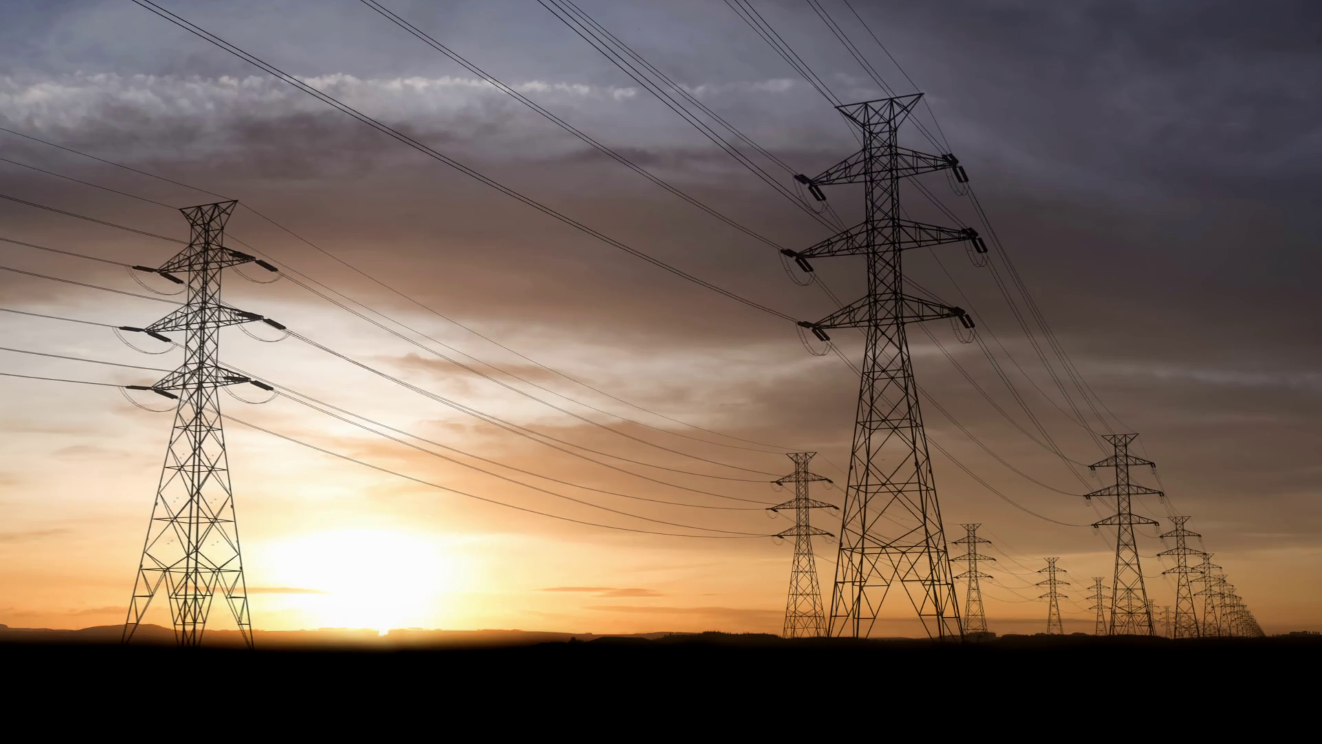 High Voltage Electric Towers At Sunset Stock Motion Graphics SBV ...