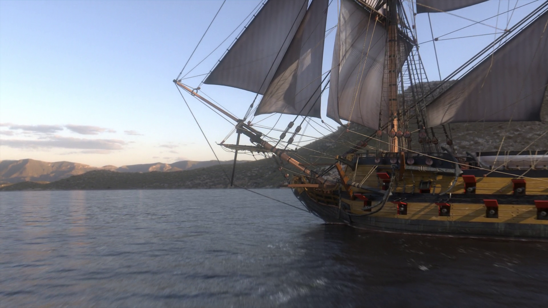 A Large Frigate Under Full Sail Sailing Stock Footage SBV-348541147 ...