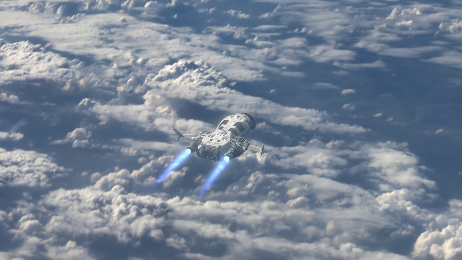 The Futuristic Spaceship Flying Over Planet Stock Motion Graphics SBV ...