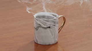 Served Smoking hot black specialty coffee on wooden table