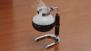 Served Smoking hot black specialty coffee on wooden table