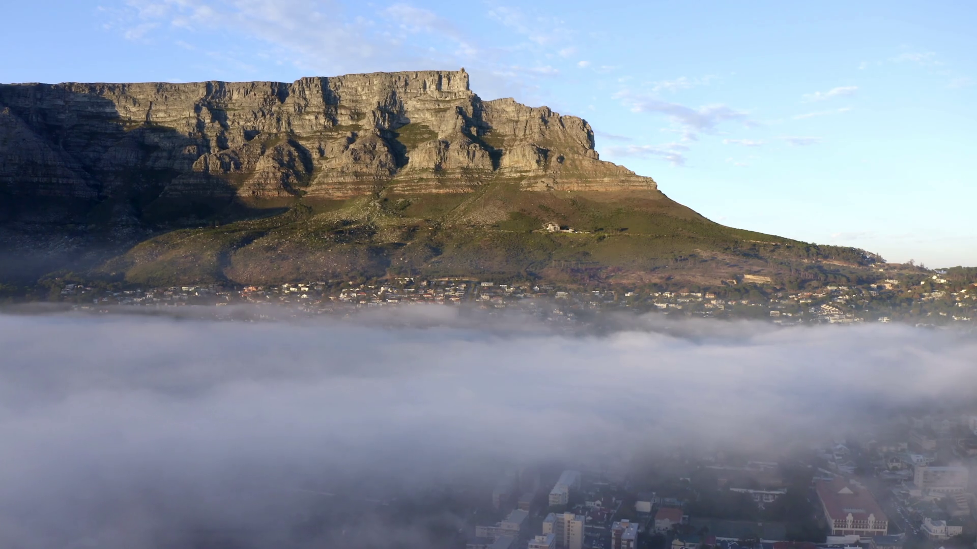 Table Mountain Aerial At Sunrise In Misty Stock Footage SBV338546745 Storyblocks