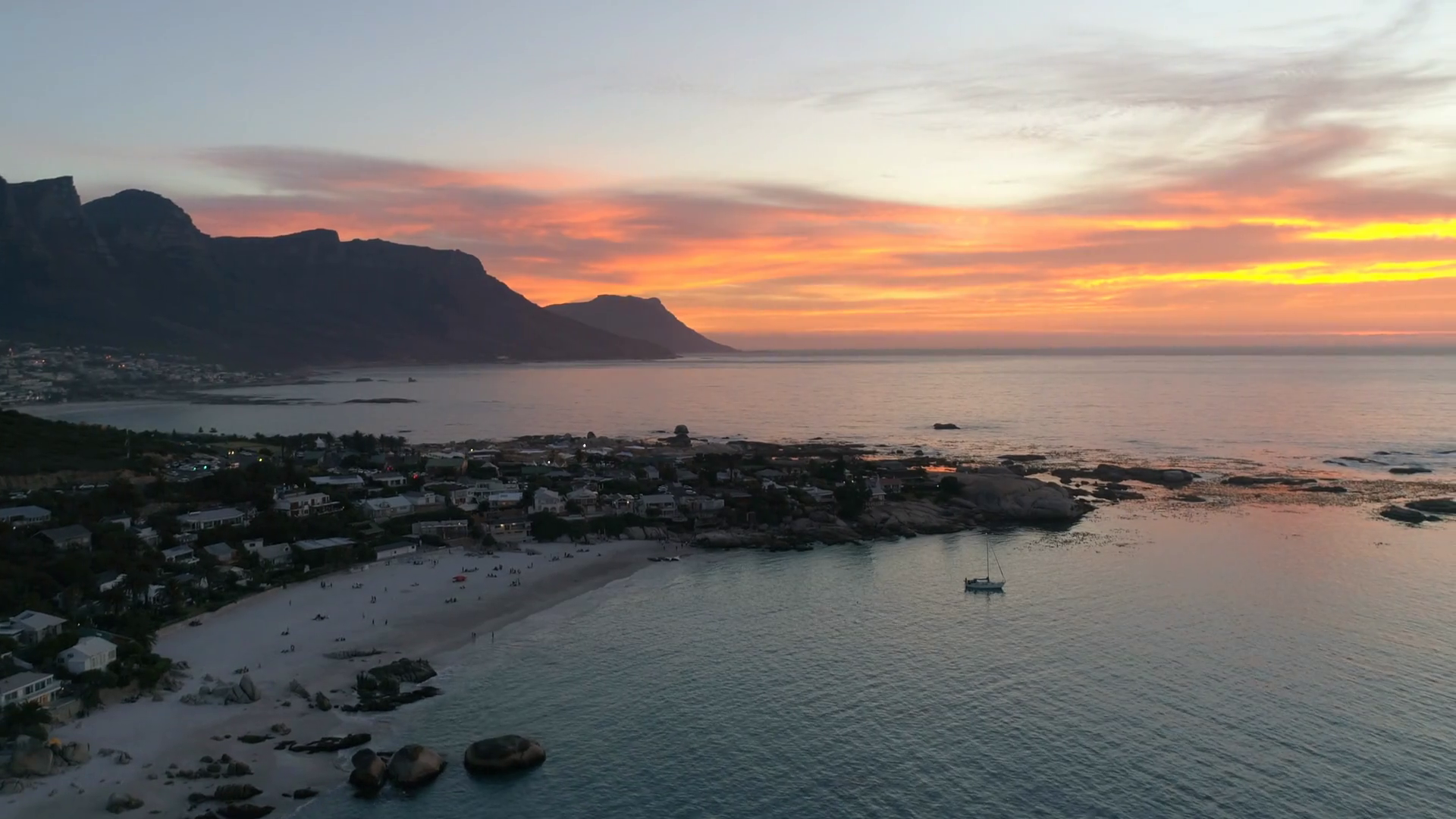 Wide Aerial Sunset Shot Over Clifton Beach Cape Town Stock Video Footage Storyblocks