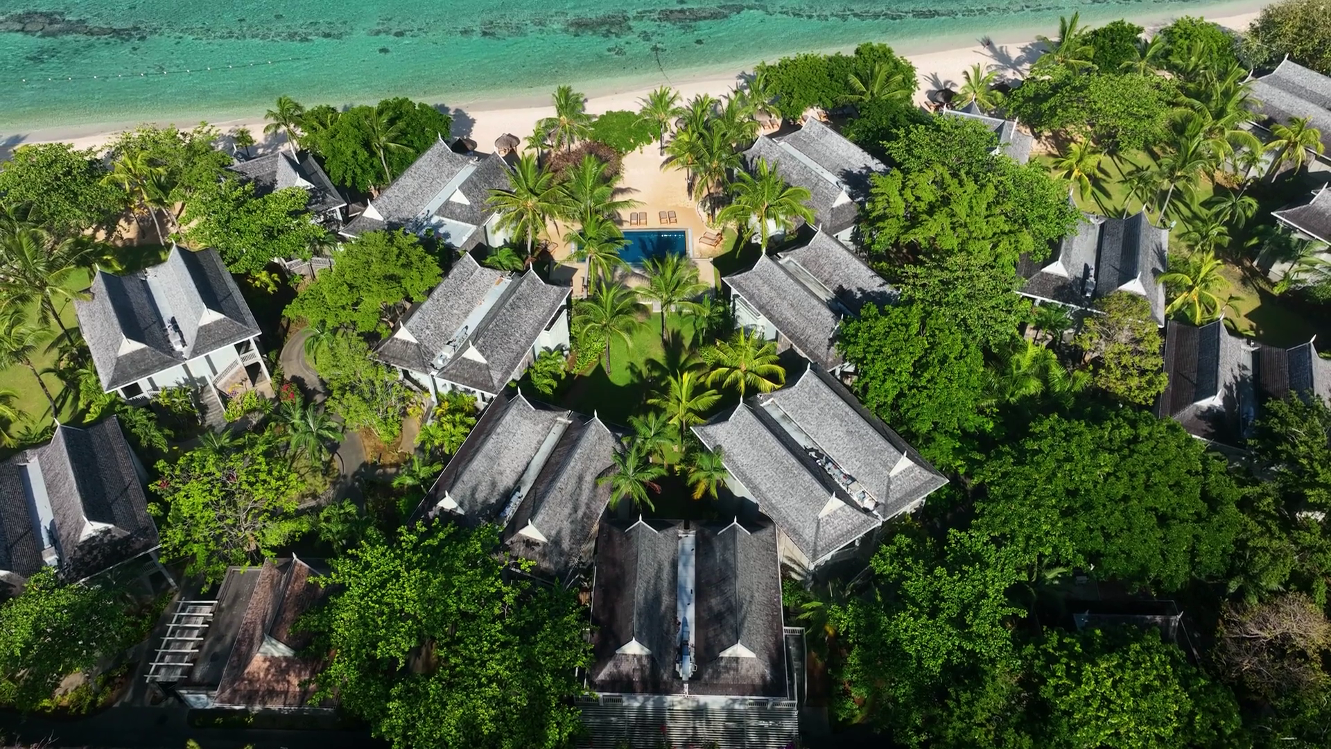 Oceanfront Resort Pool Beach In Mauritius Stock Footage SBV-352110337 ...