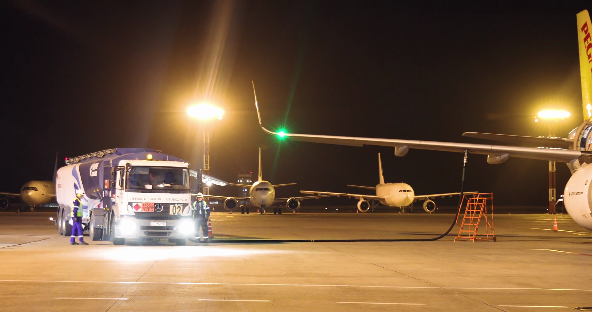 Fuel Truck Refueling Kerosene To Plane At Stock Footage SBV-351931043 ...