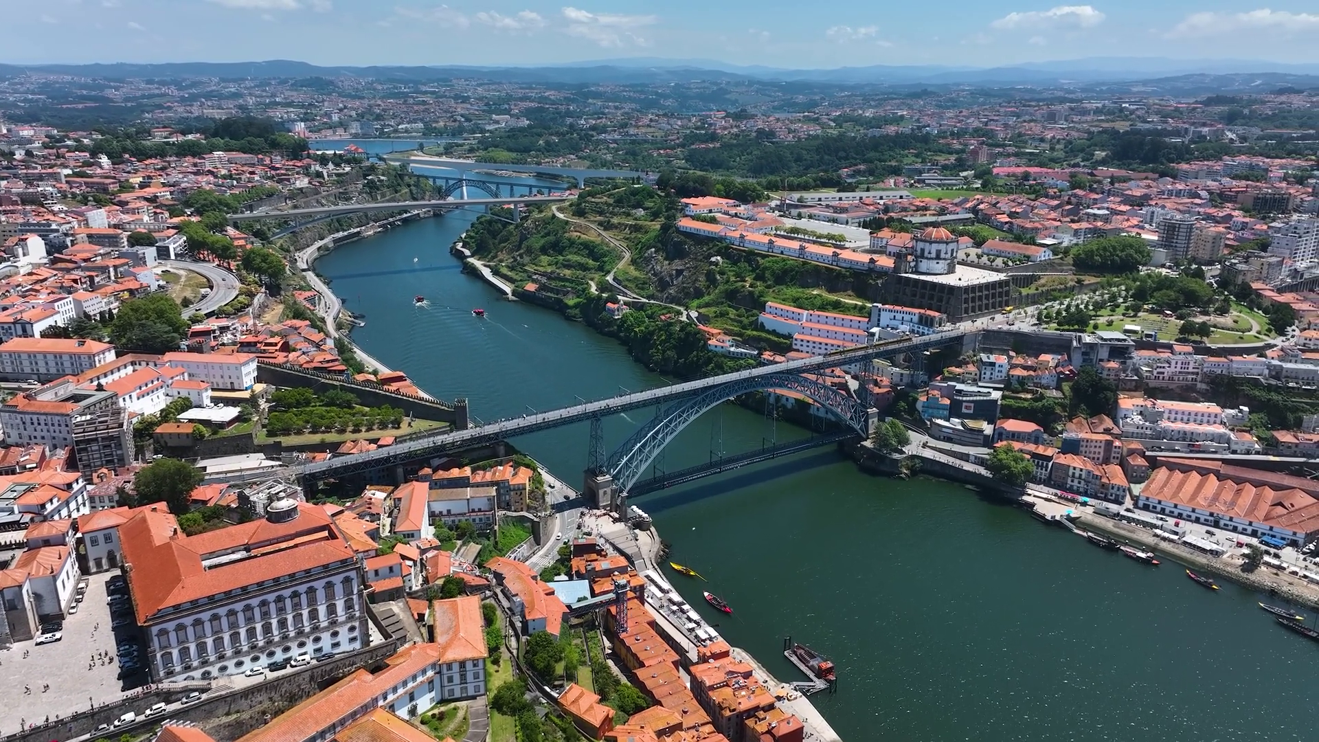 Aerial Video Of Dom Luís I Bridge Monastery Stock Footage SBV-352150519 ...