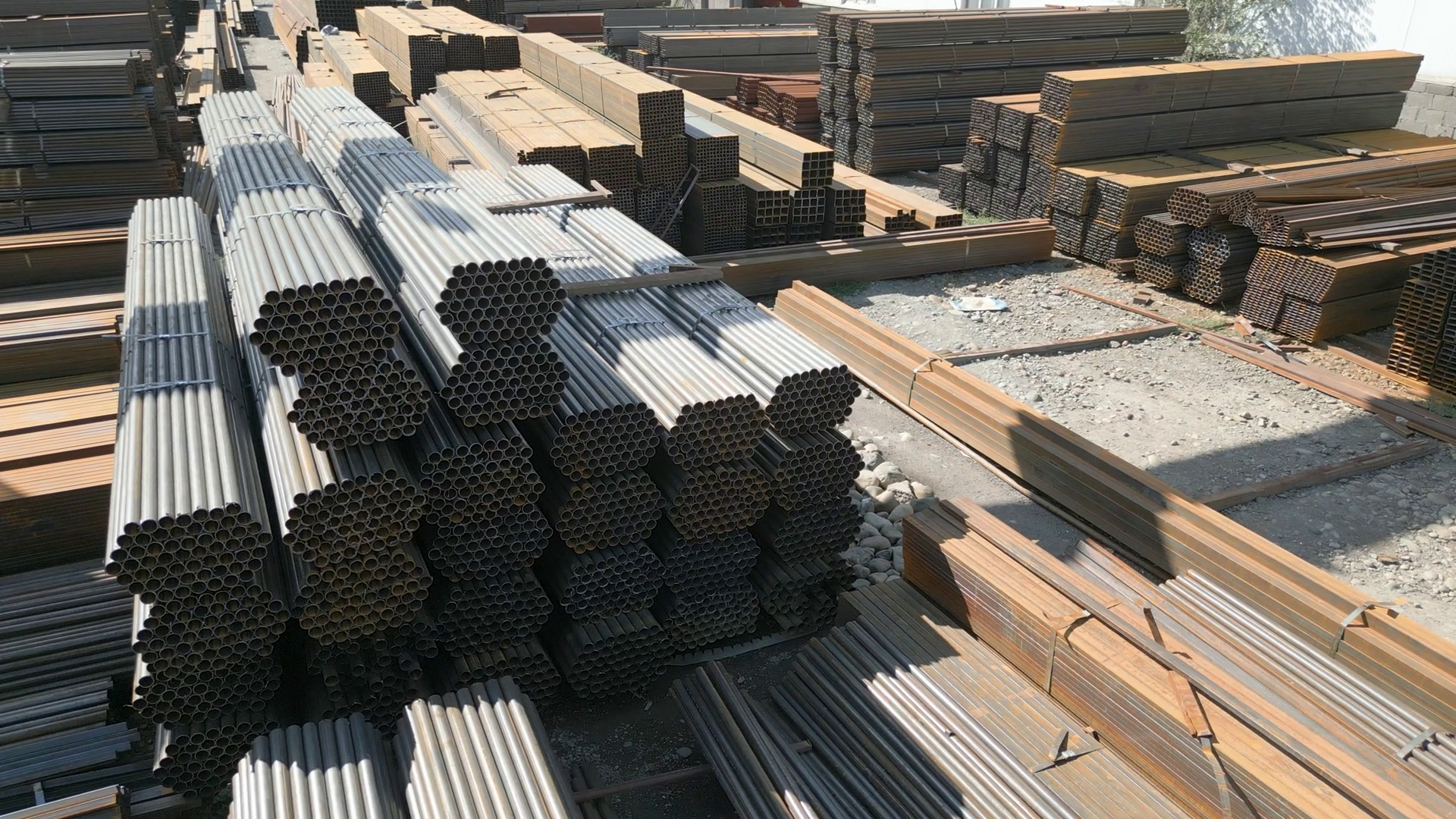 Aerial View Of Galvanized Iron Pipes Stack Stock Footage SBV-351930576 ...