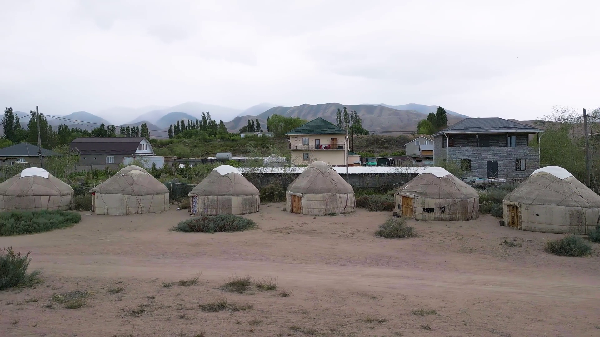 Aerial View Of Nomadic Yurts Stock Footage SBV-351921439 - Storyblocks