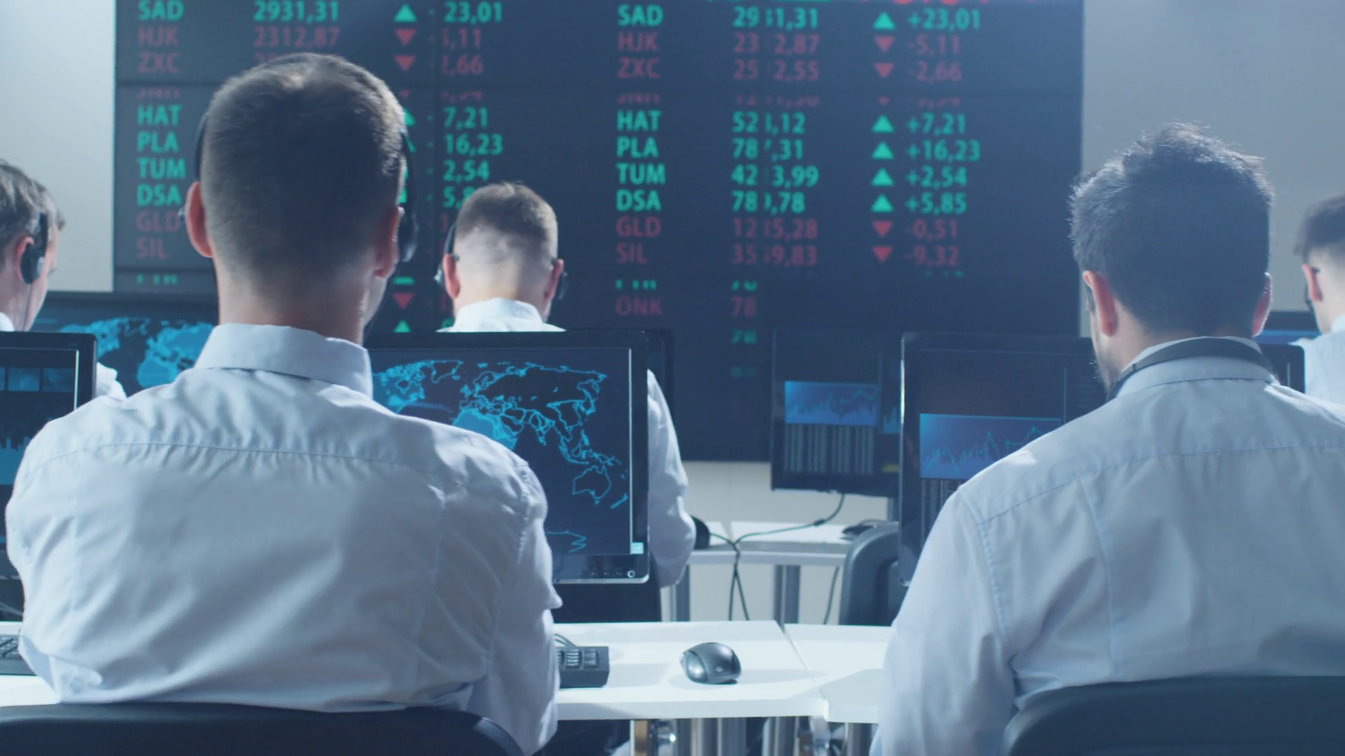 Group Of Stockbrockers Actively Working At Stock Footage SBV-352151065 ...