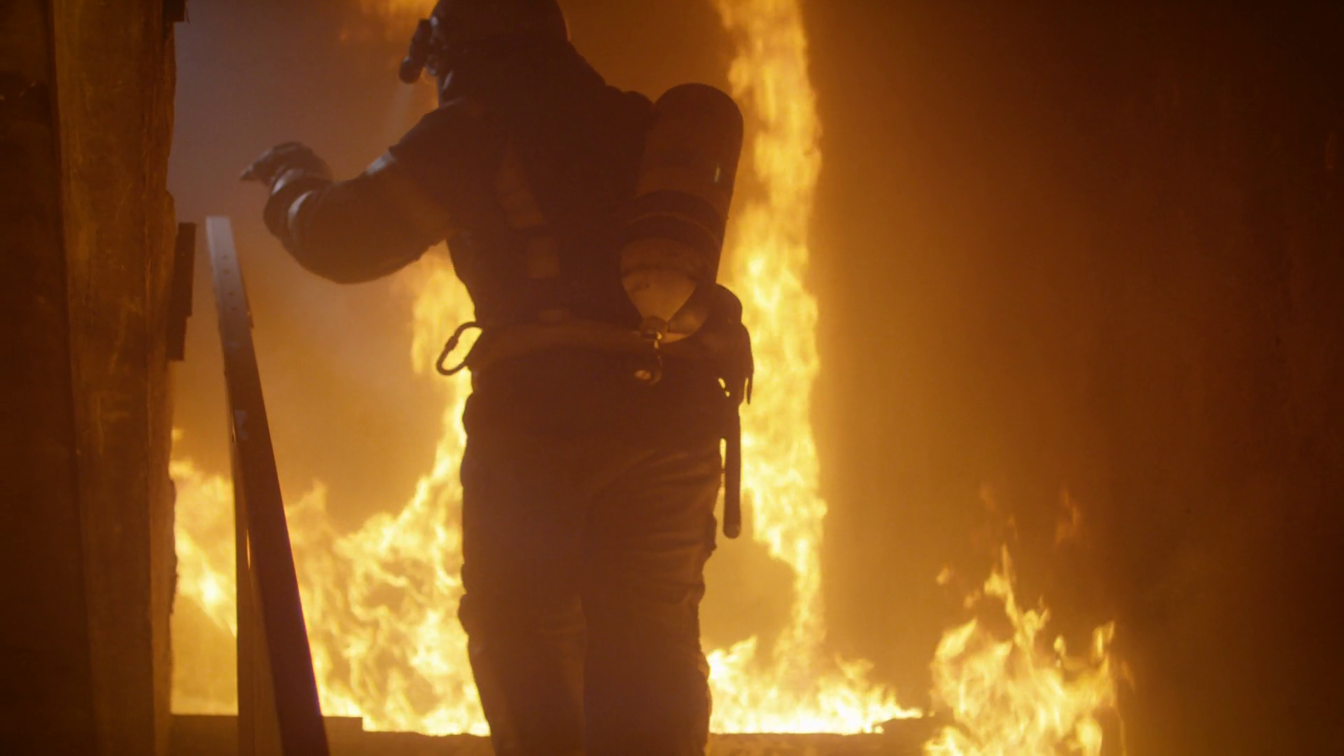 Brave Firefighter Runs Up Stairs In Slow Stock Footage SBV-352235042 ...