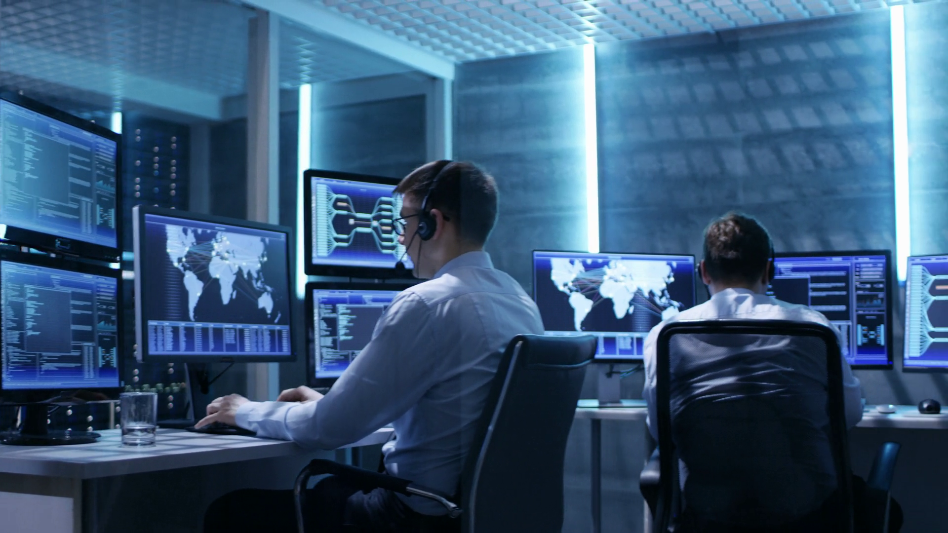 Panorama Shot Of System Control Room With Stock Footage SBV-352250442 ...