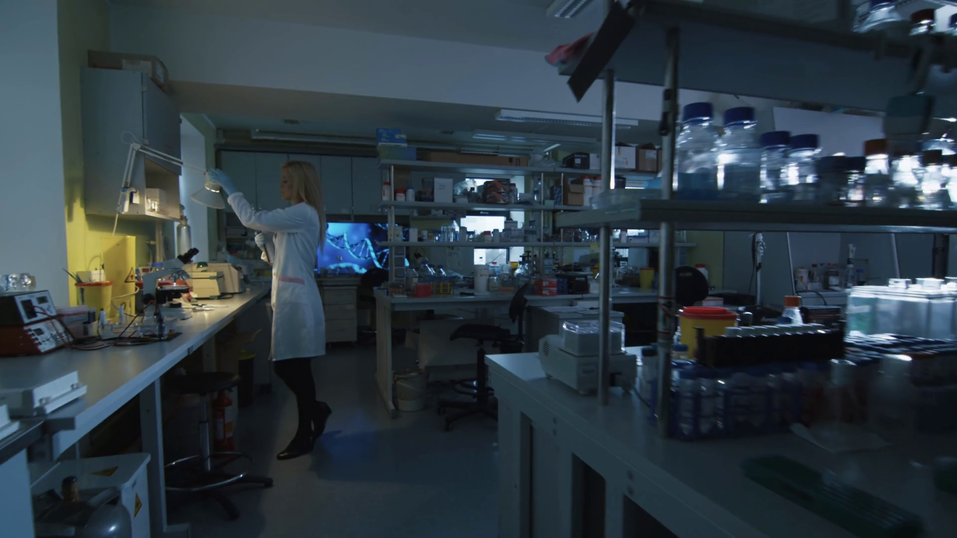Blond Female Scientist Is Coming To Stock Footage SBV-352115673 ...