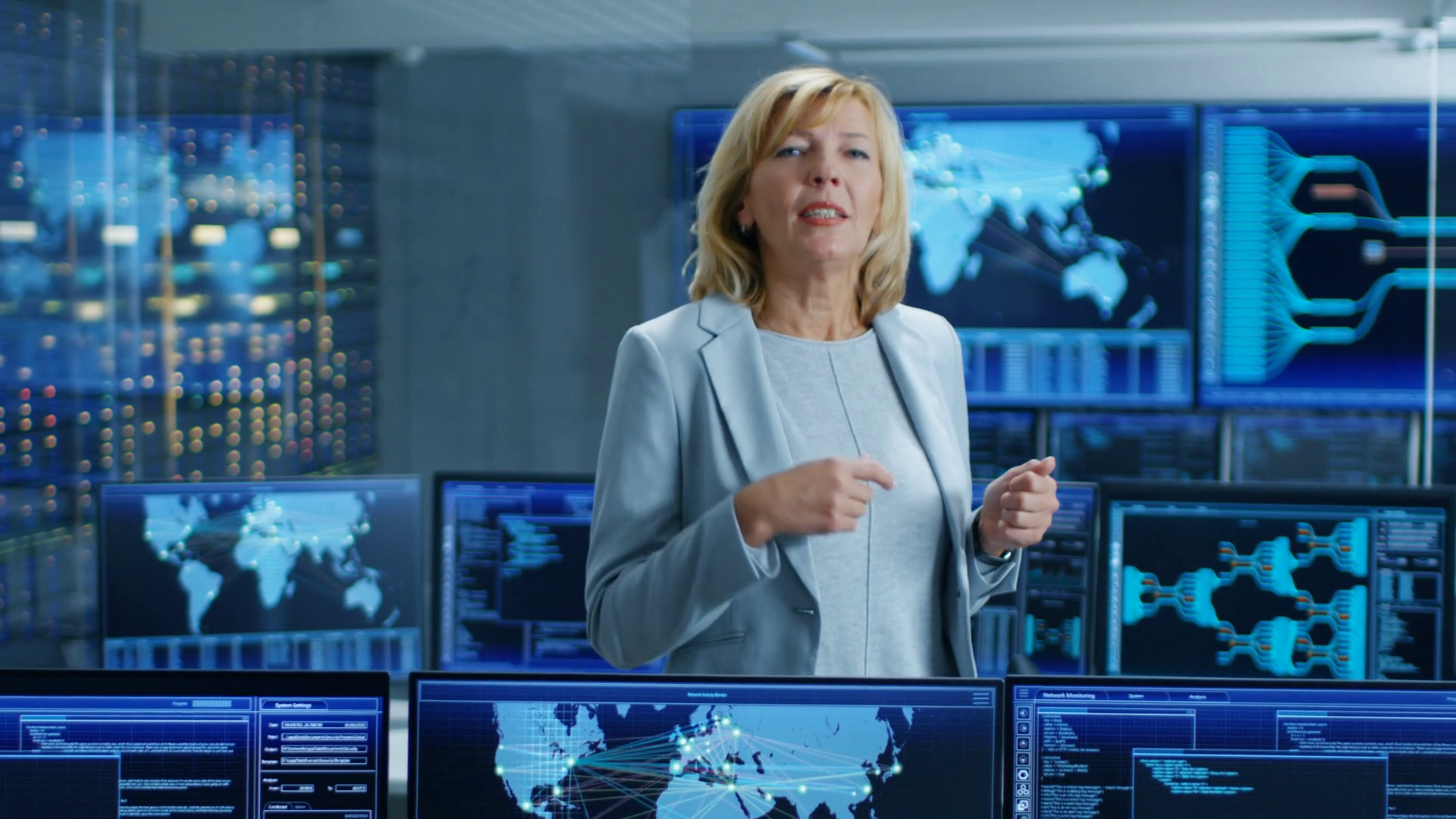 In System Control Room Female Chief Engineer Stock Footage SBV ...