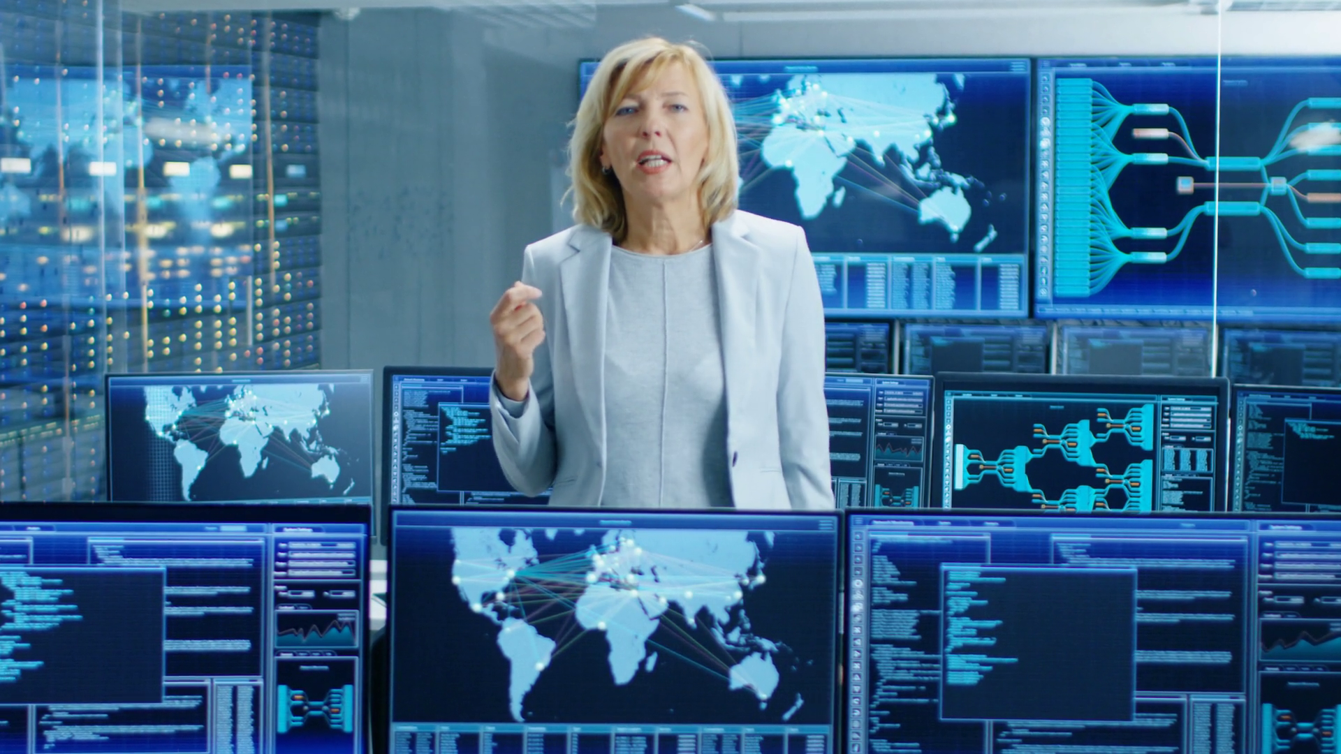 In System Control Room Female Chief Engineer Stock Footage SBV ...