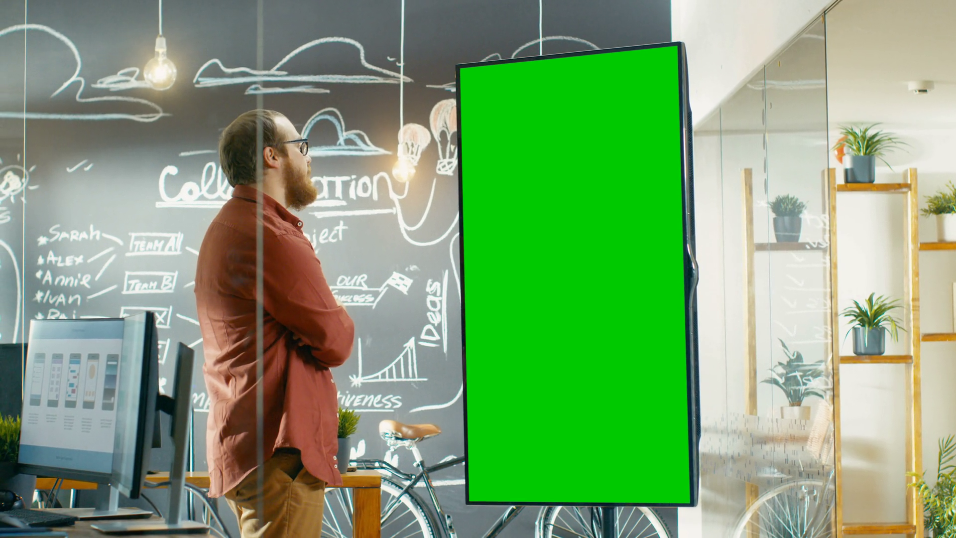 Male Developer Looks At Interactive Stock Footage SBV-352929237 ...