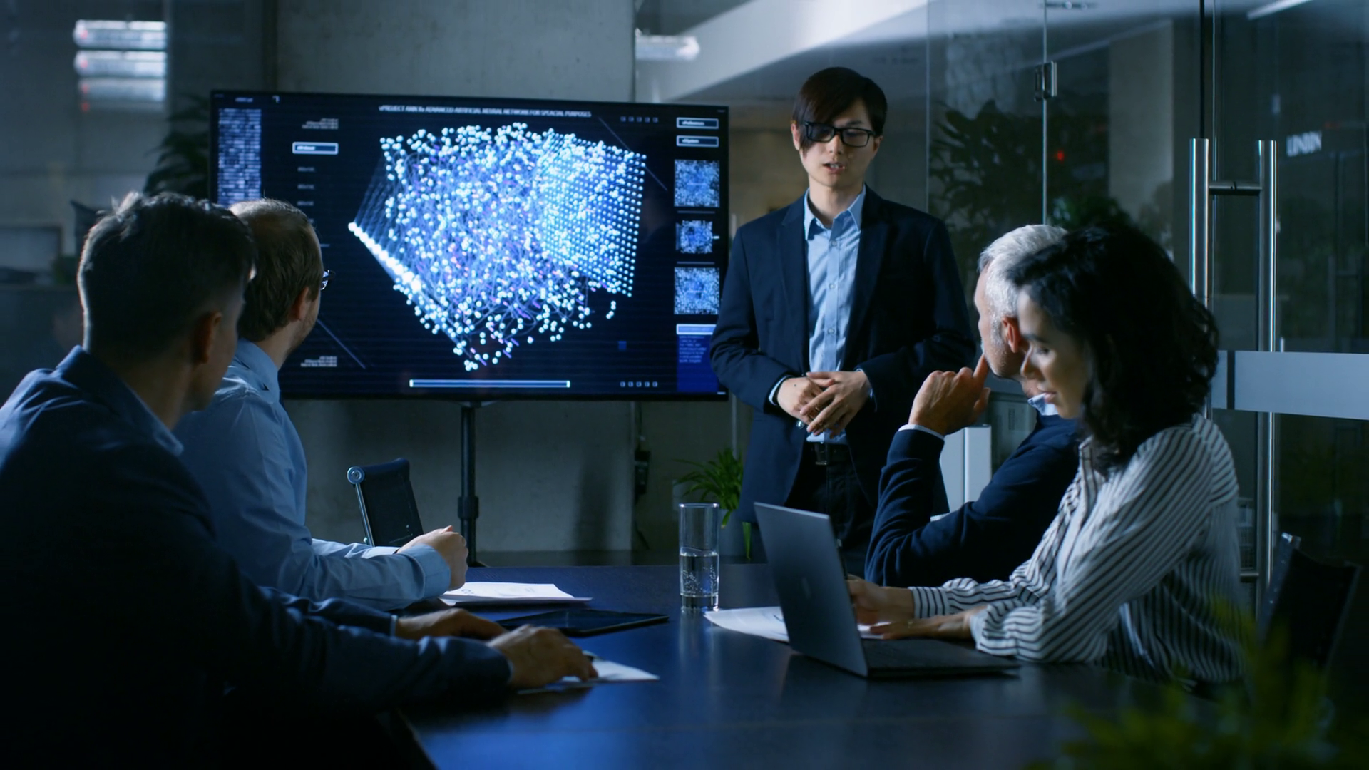 In Conference Room Chief Engineer Presents Stock Footage SBV-352930580 ...