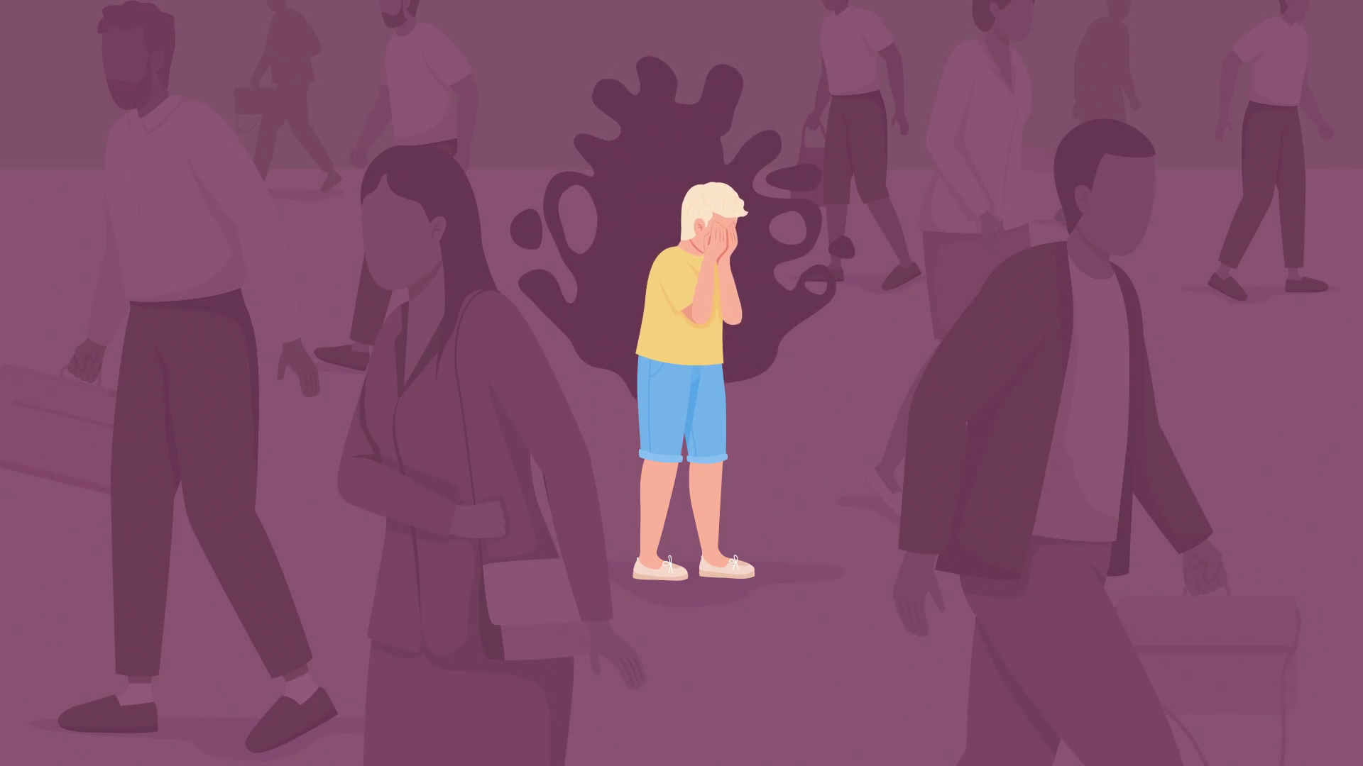 Animated Lost Boy Illustration Panic Attack Stock Motion Graphics SBV ...