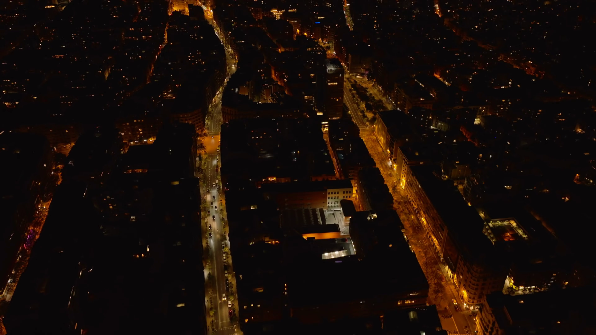 Fly Above Block Of Buildings Between Two Stock Footage SBV-347789546