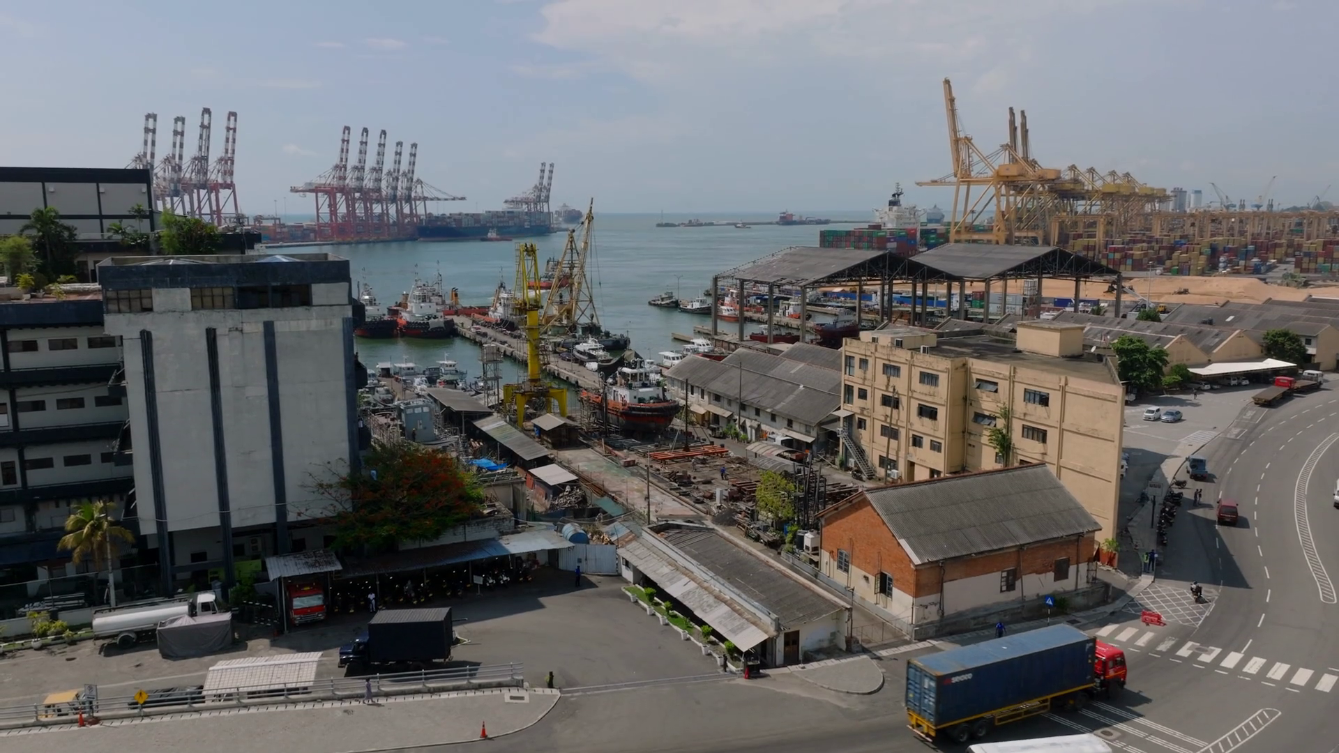 Aerial Footage Of Seaport Large Container Stock Footage SBV-348429050 ...
