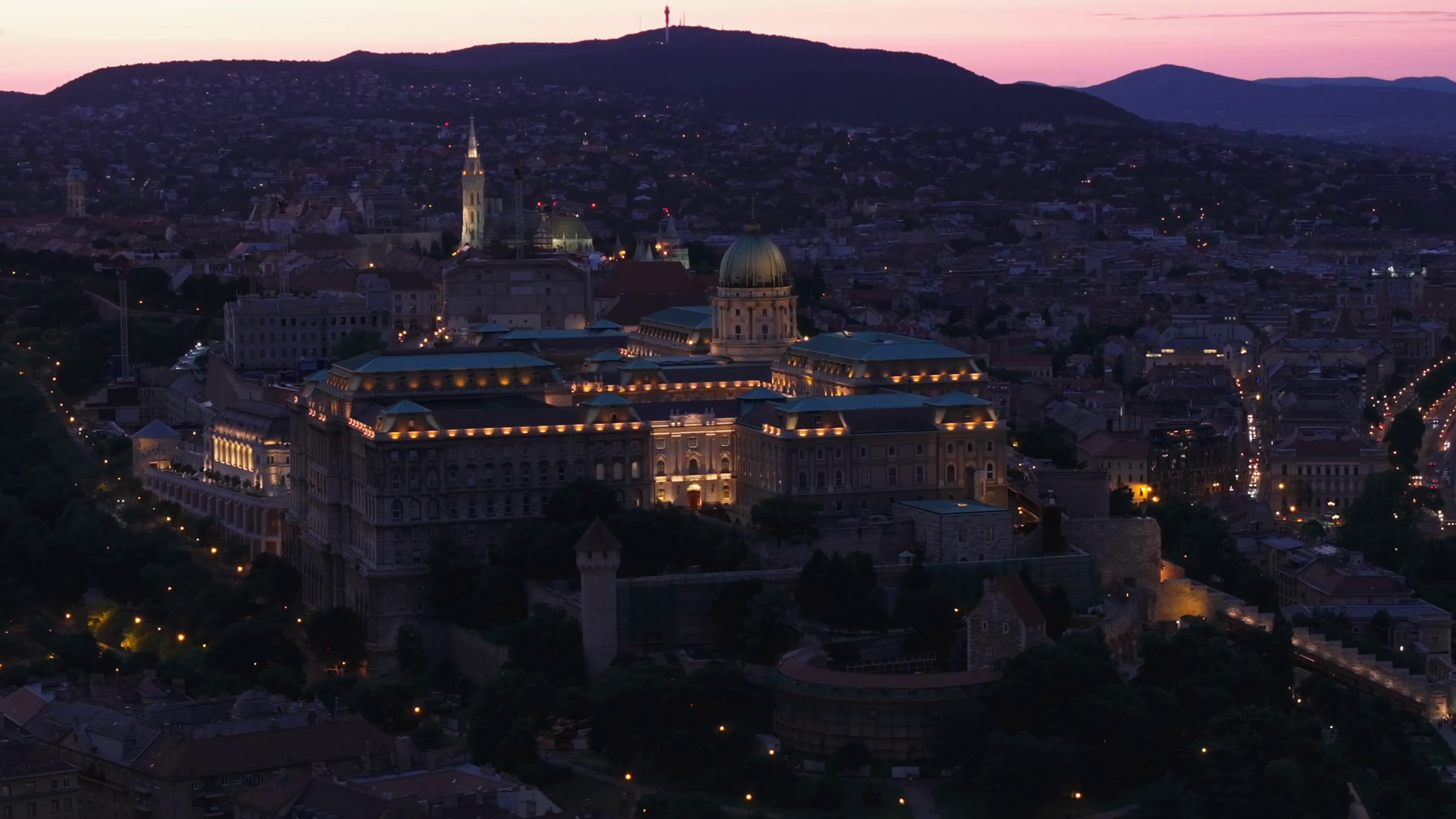 Aerial View Of Illuminated Buda Castle Stock Footage SBV-348446104 ...