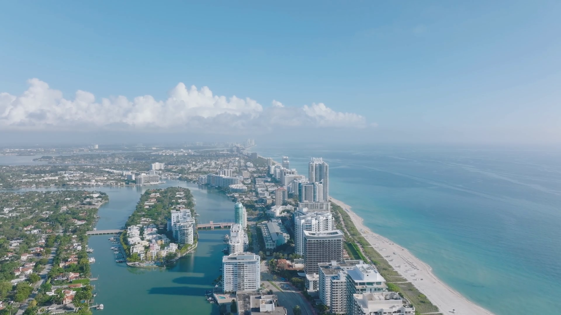 Coastal Urban Neighbourhood Panorama Miami Stock Footage SBV347619947