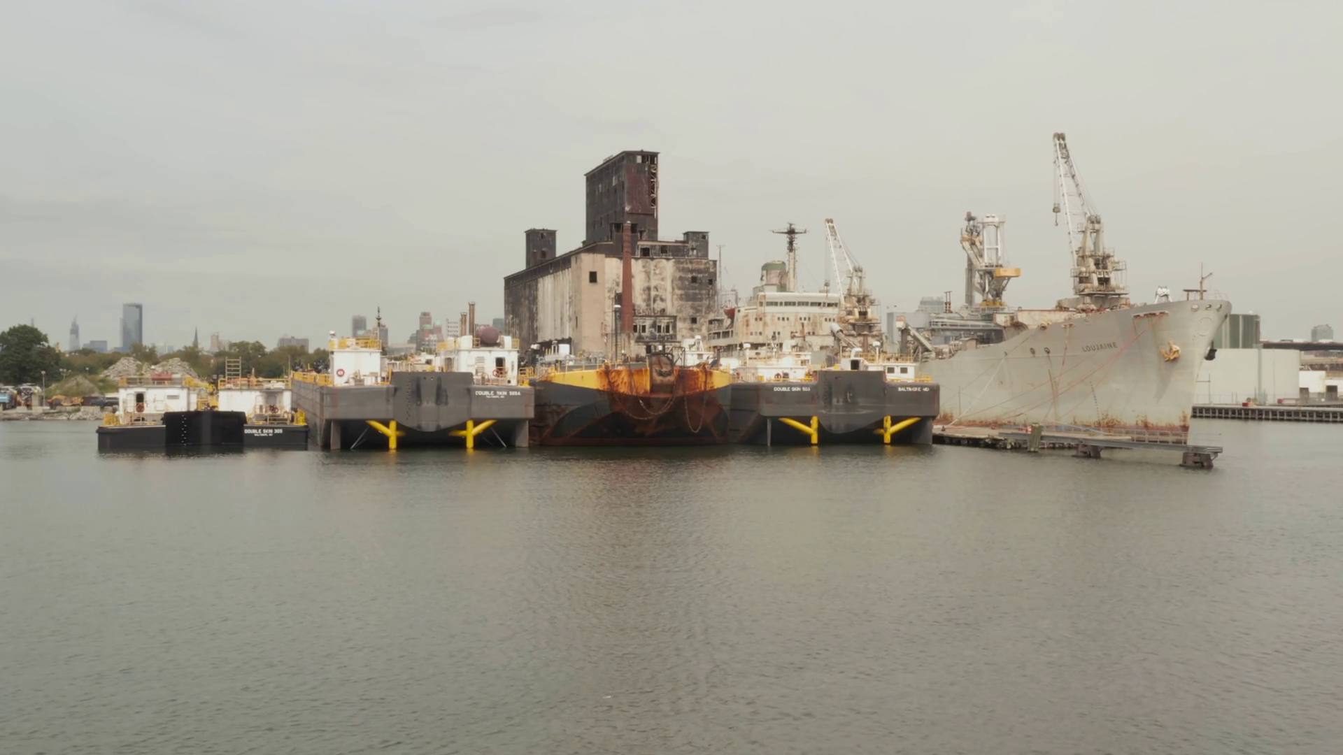 Reveal Of New York City Port Red Hook Grain Stock Footage SBV347503953