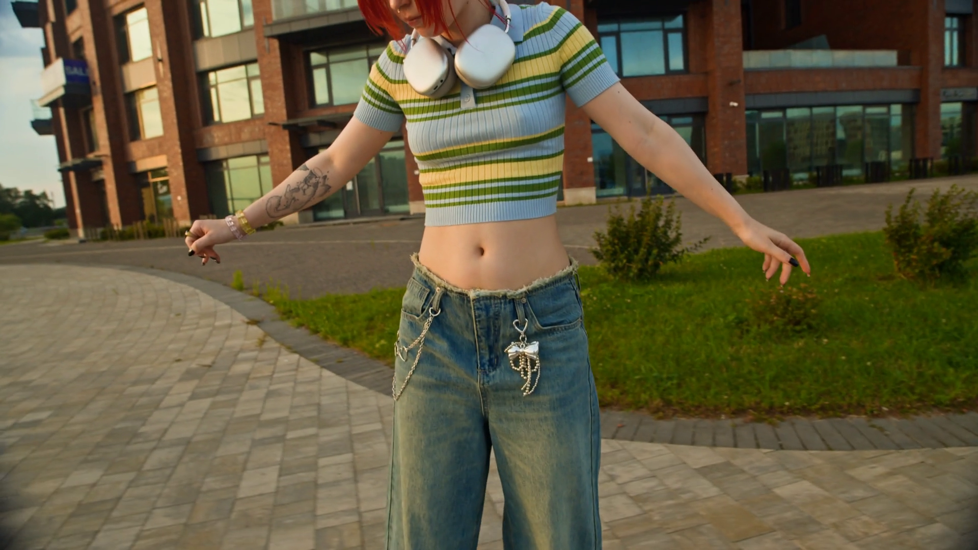 Tilt Up Shot Of Tattooed Female Red-haired Stock Footage SBV-352859570 ...