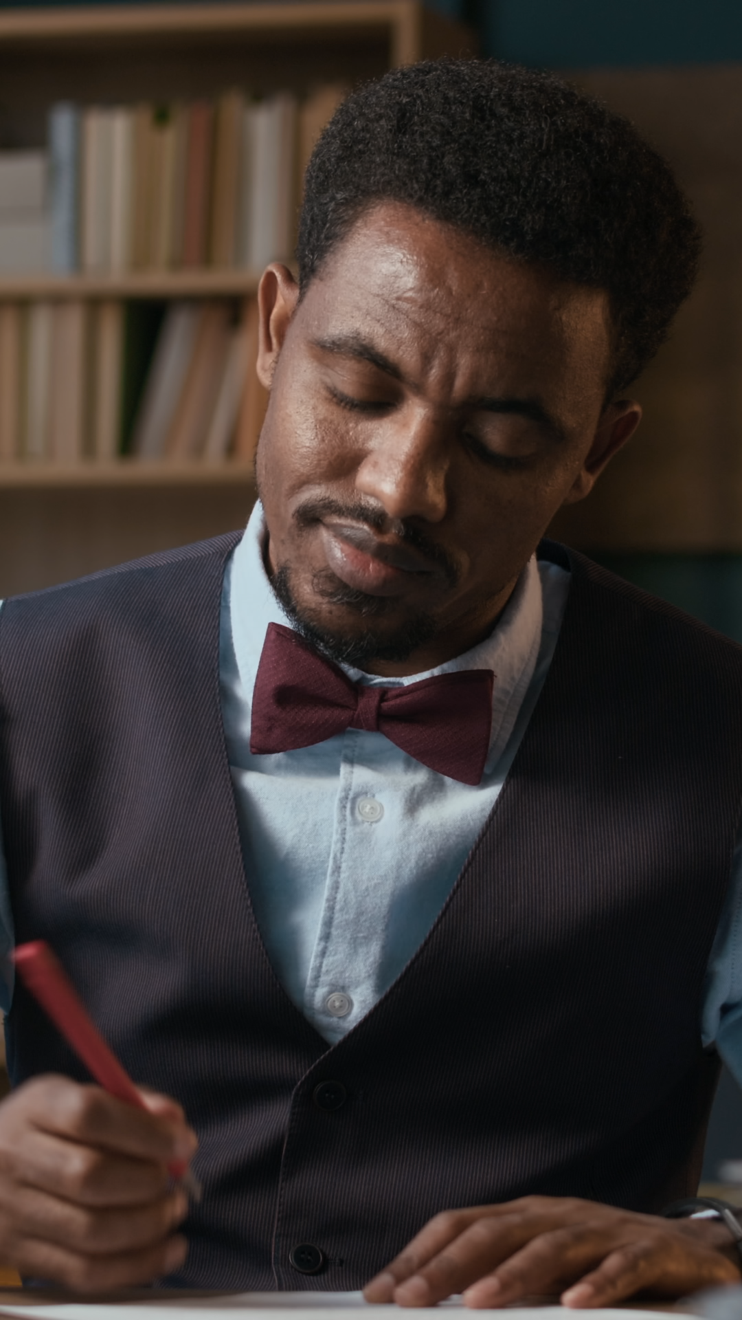 Vertical Shot Of Serious Black Professor In Stock Footage SBV-353155241 ...