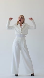 Surprised Businesswoman Exclaiming Wow On White Background
