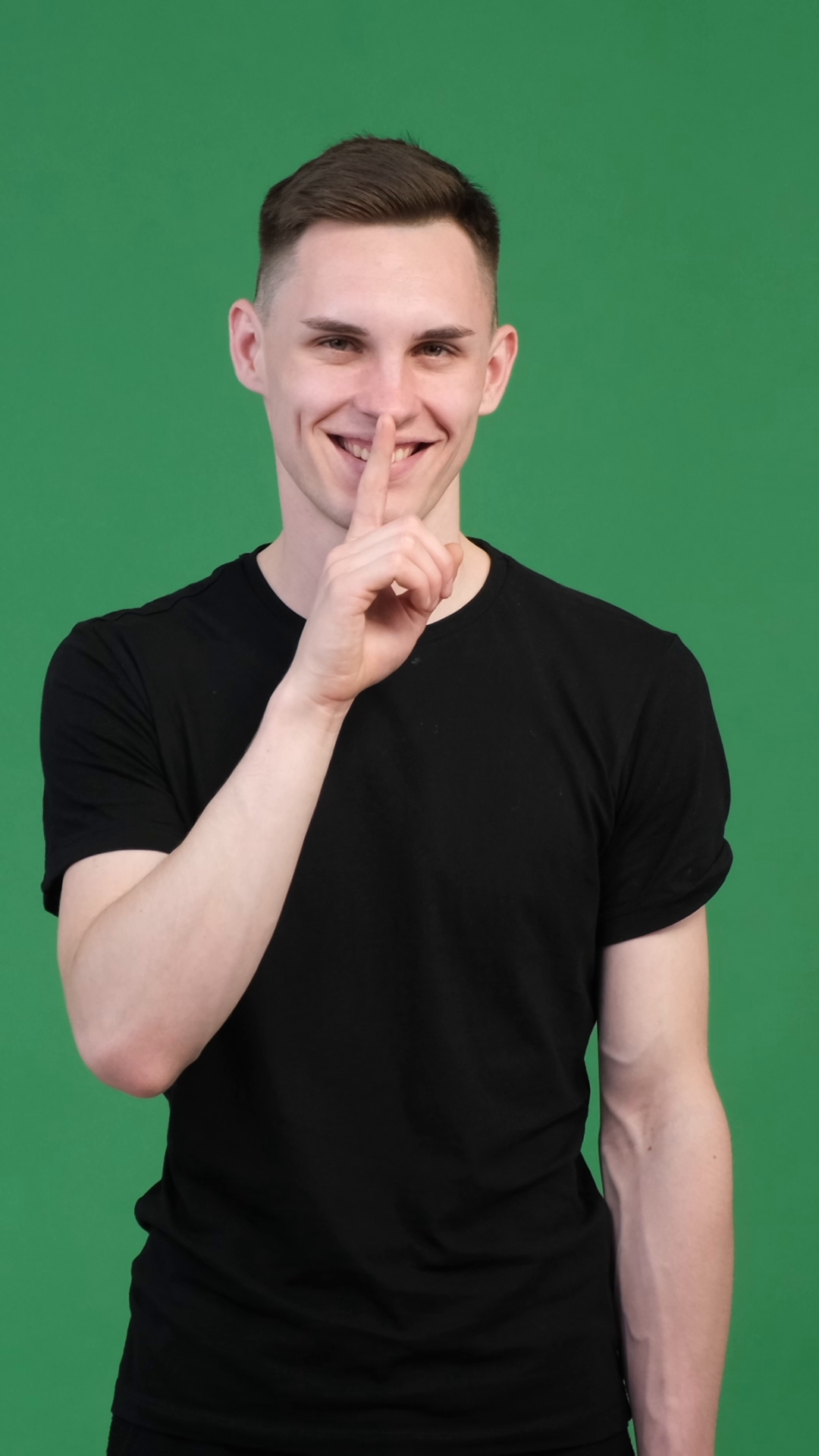 Friendly Man Showing Shh Gesture Keeping Stock Footage SBV-353250956 ...