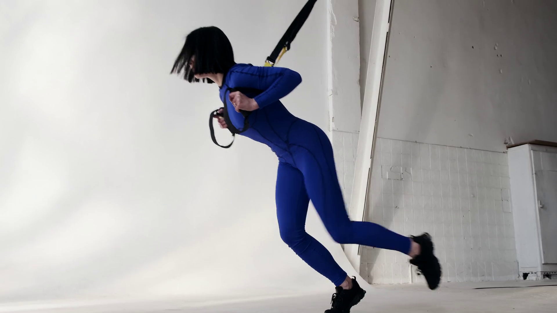 Woman Performing Stretching With Fitness Rope Stock Footage SBV ...