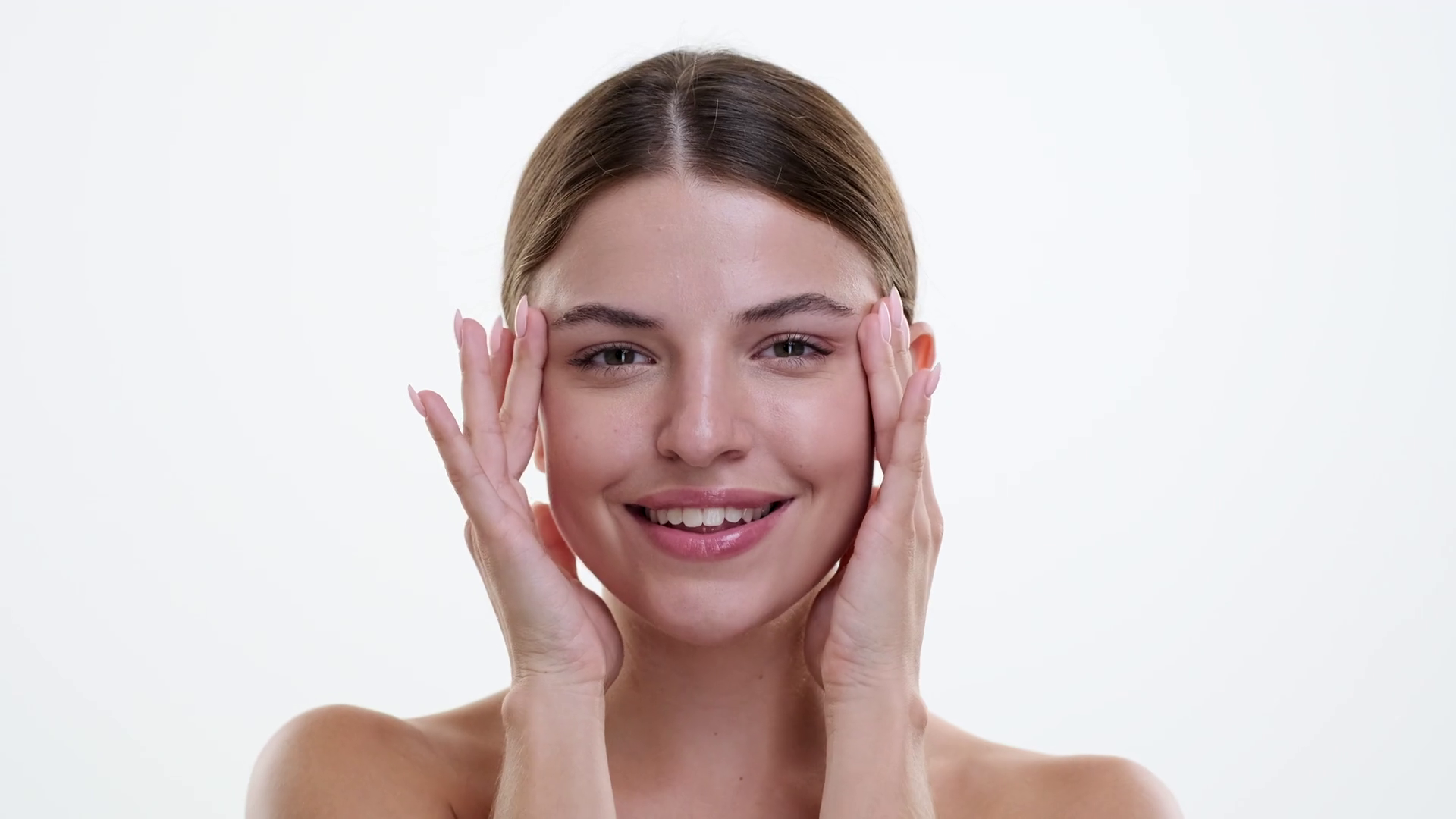 Content Woman Savoring Beauty On White Stock Footage SBV-348683543 ...