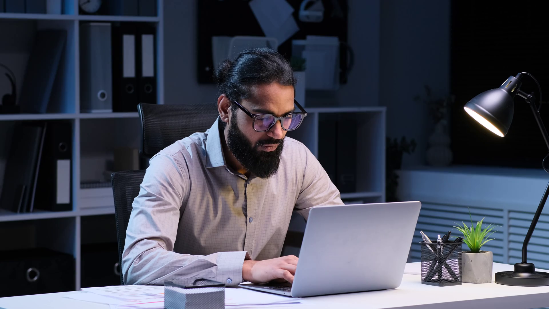 Overworked Indian Executive Yawns Nap On Desk Stock Footage SBV ...