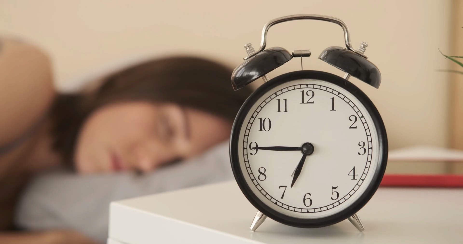 Shocked woman waking up with alarm Stock Video Footage 0007 SBV